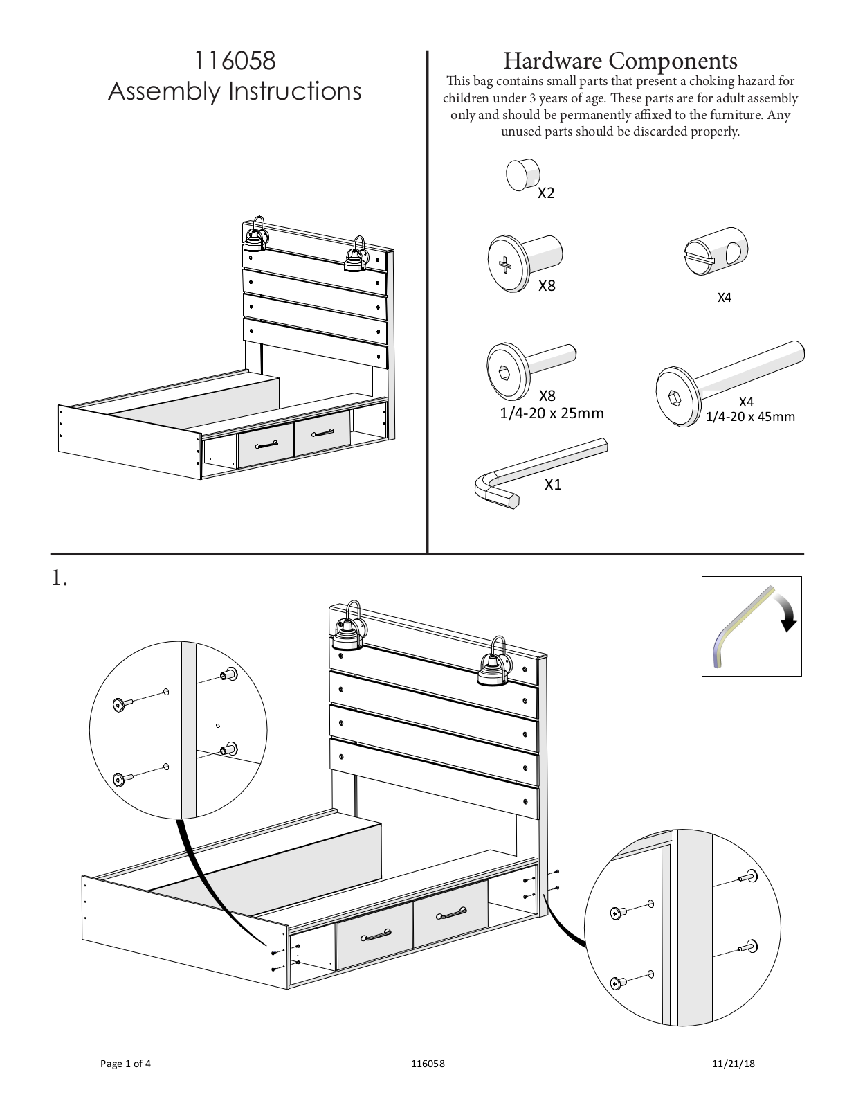 Ashley B2118784150B10012, B2115754160B10013 Assembly Guide