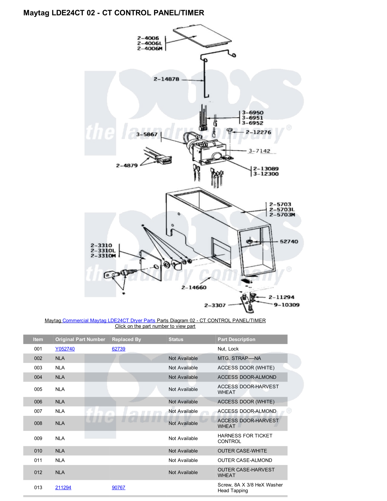 Maytag LDE24CT Parts Diagram