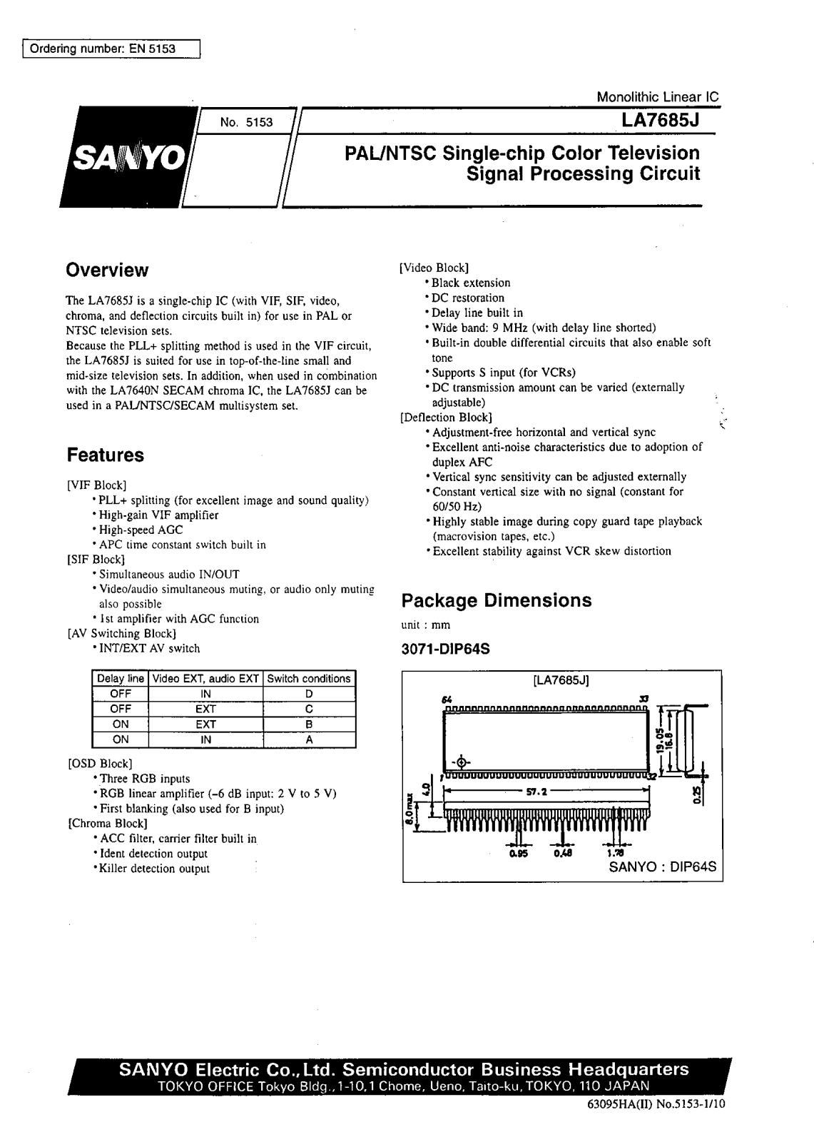 SANYO LA7685 Service Manual