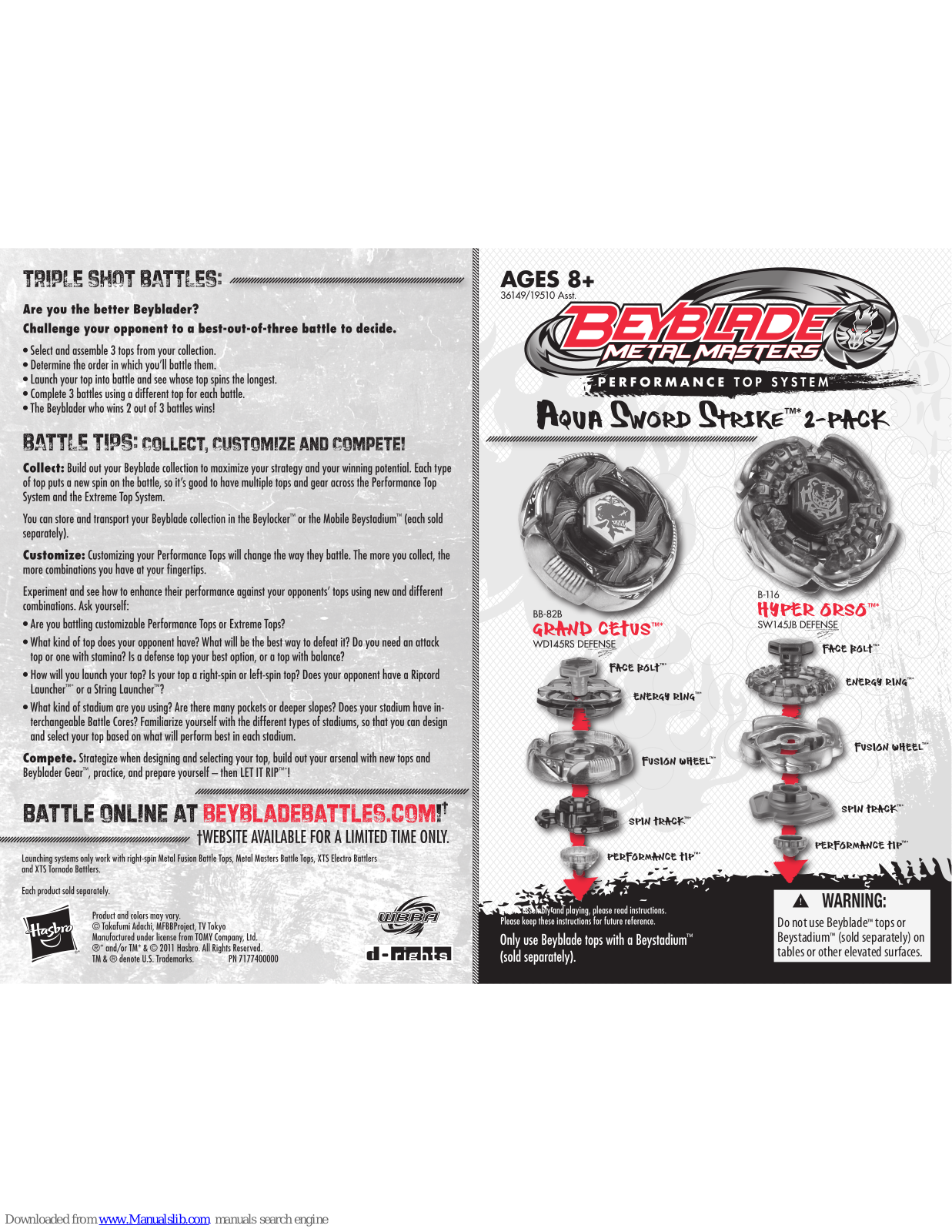 Beyblade BB-82B, B-116 Instructions Manual - ManualMachine.com