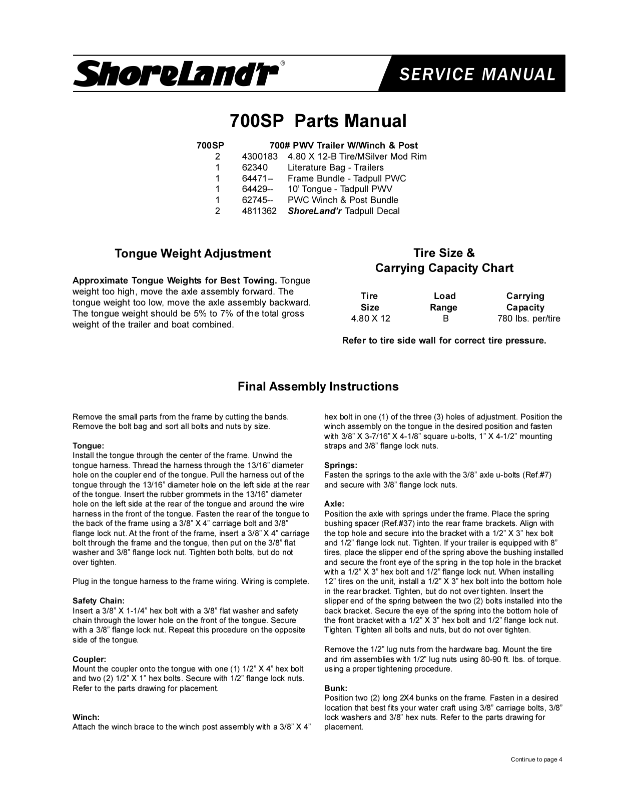 ShoreLand'r 700SP User Manual