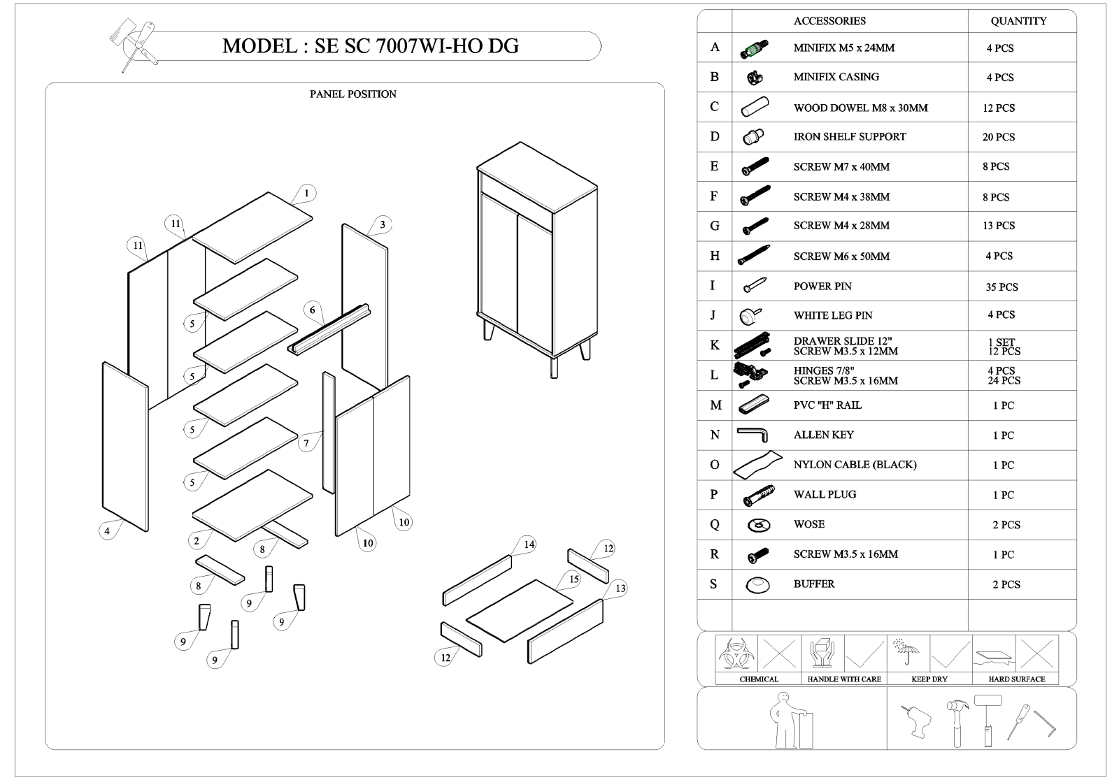 Wholesale Interiors SESC7007DARKGREYHANAOAKSHOECABINET User Manual