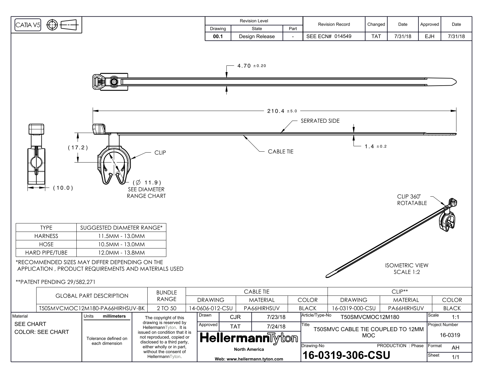 HellermannTyton T50SMVCMOC 12M 180 Reference Drawing - ManualMachine.com