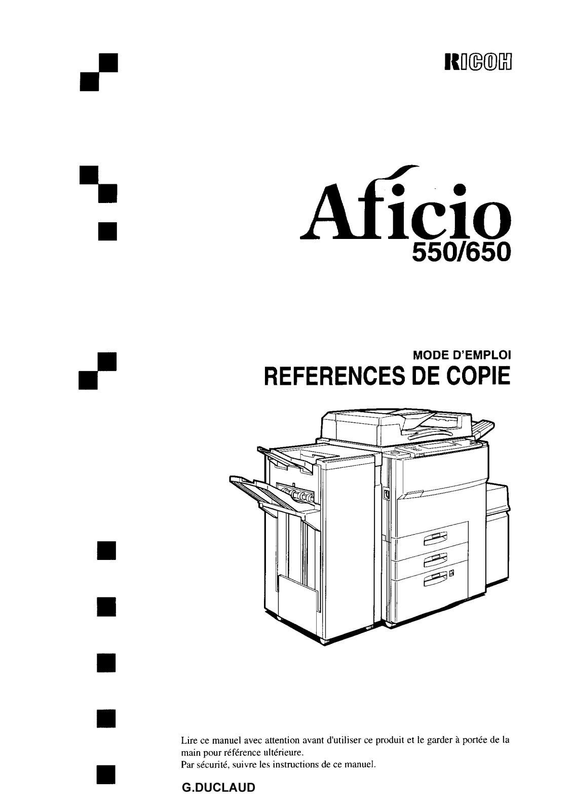 Ricoh AFICIO 650 User Manual