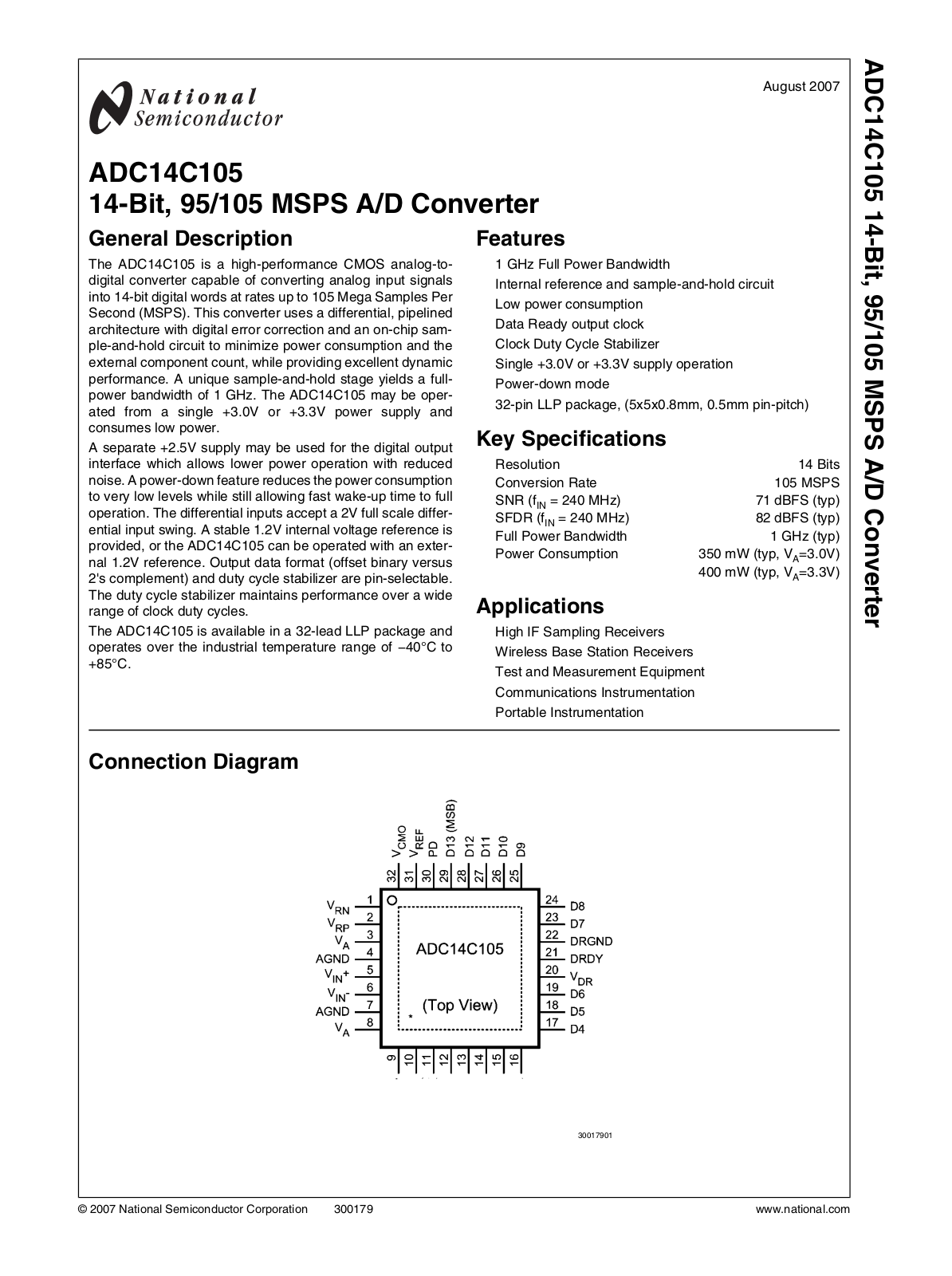 National Semiconductor ADC14C105 Technical data