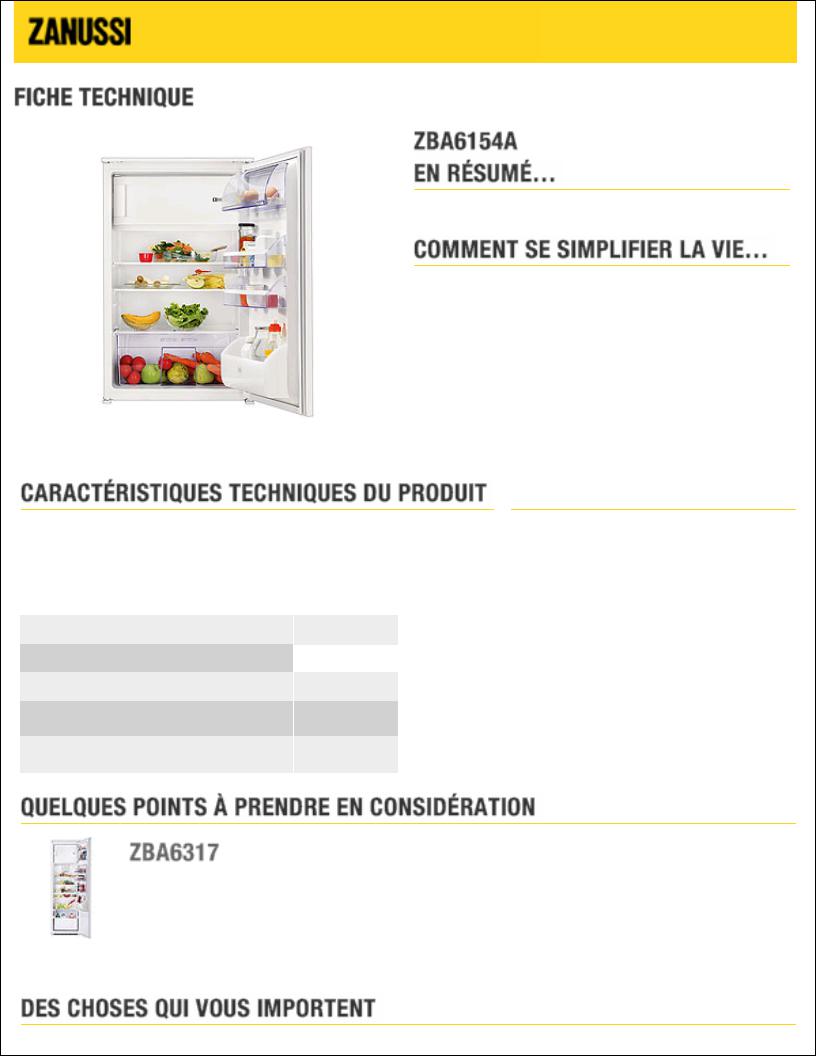 ZANUSSI ZBA6154A User Manual