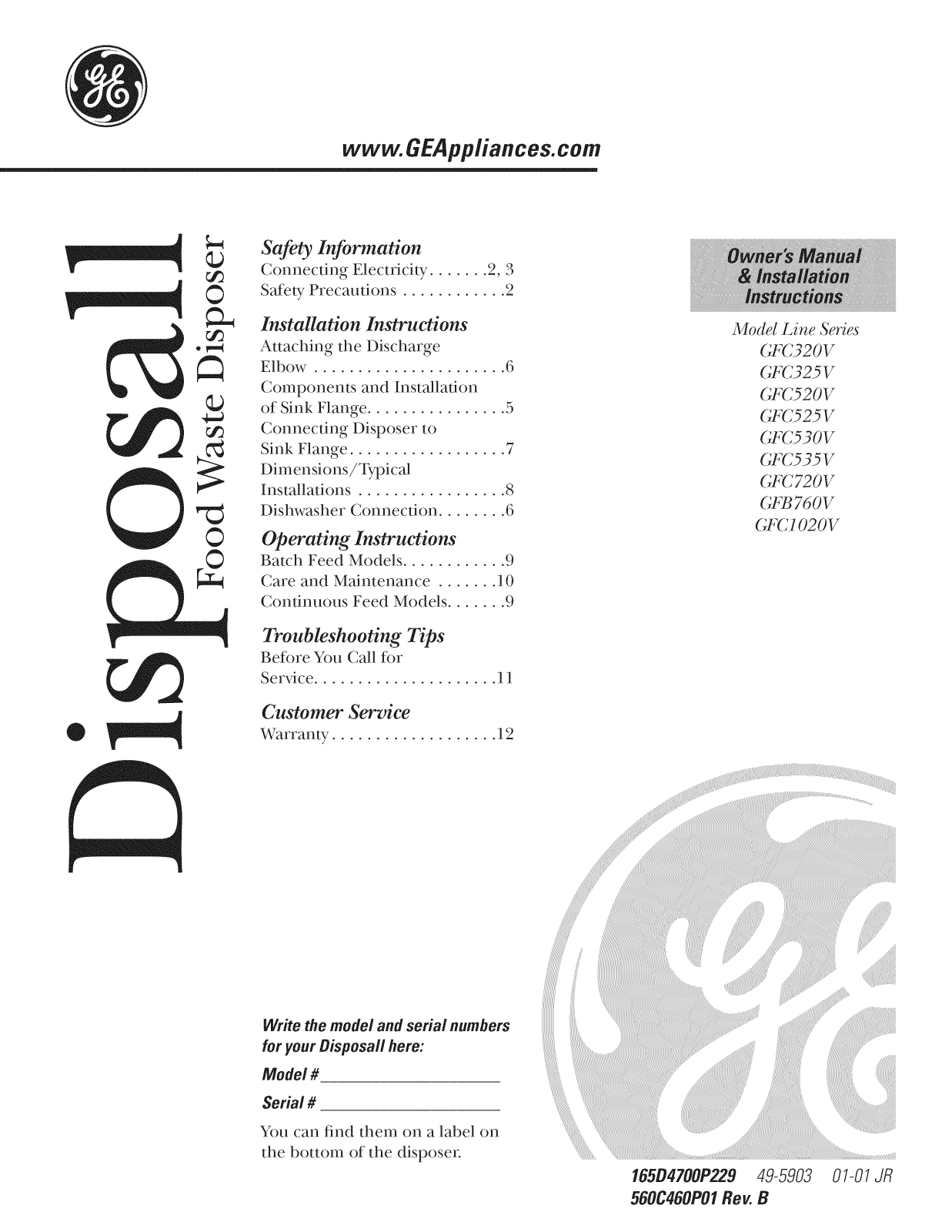 GE GFC720V, GFC701VSS, GFC535V, GFC530V, GFC525V Owner’s Manual