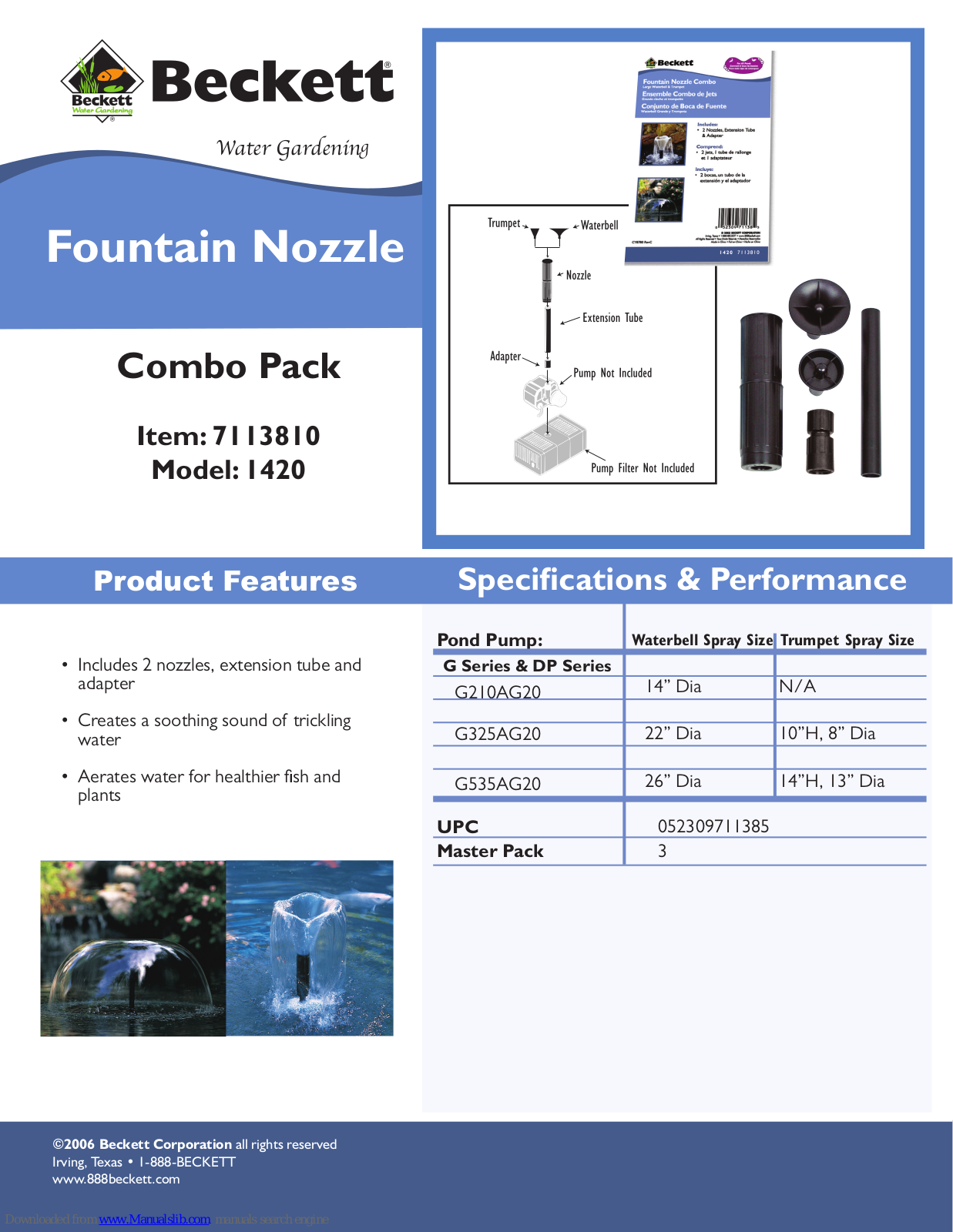 Beckett 1420, 7113810 Specifications - ManualMachine.com