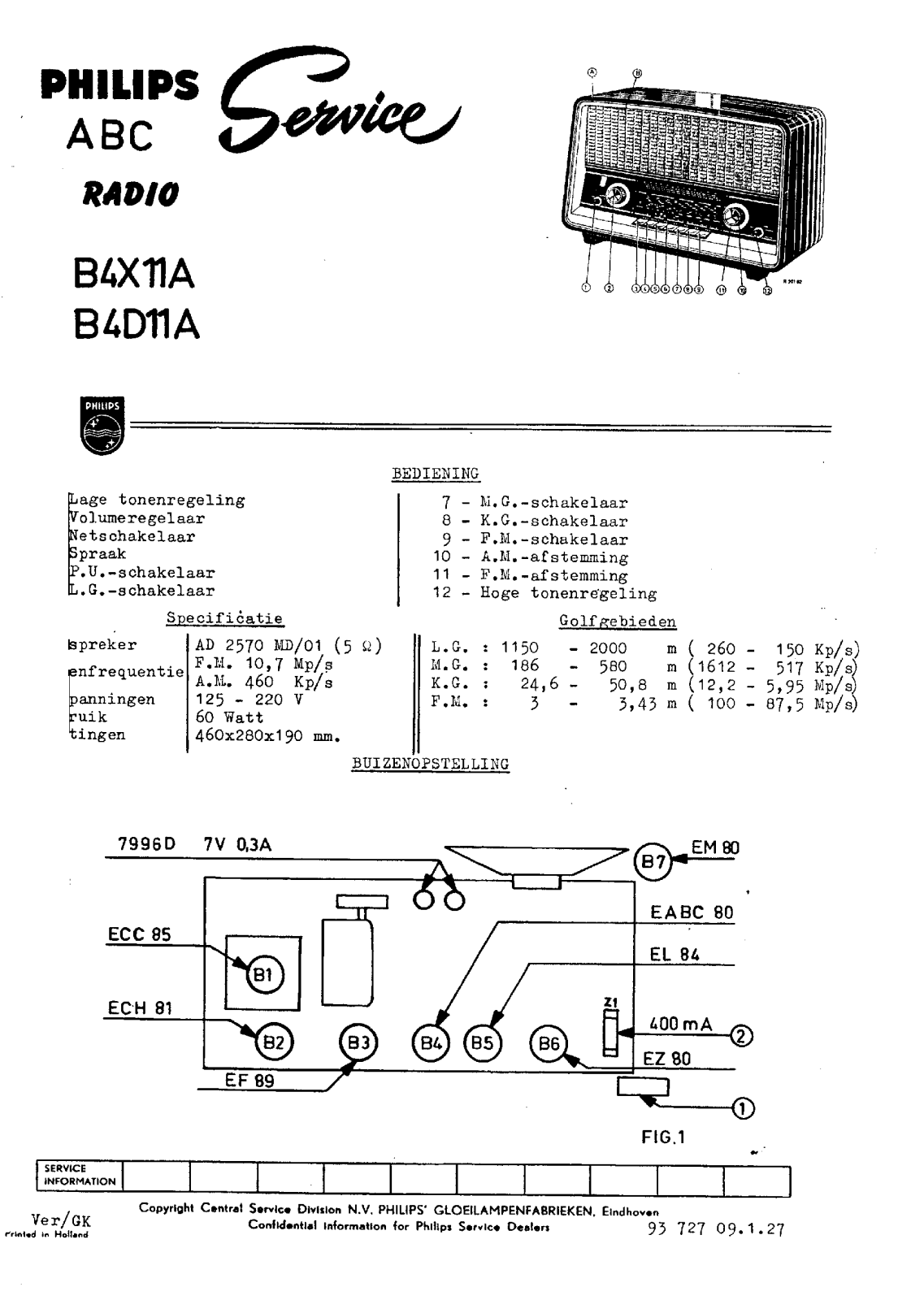 Philips B-4-X-11-A, B-4-D-11-A Service Manual