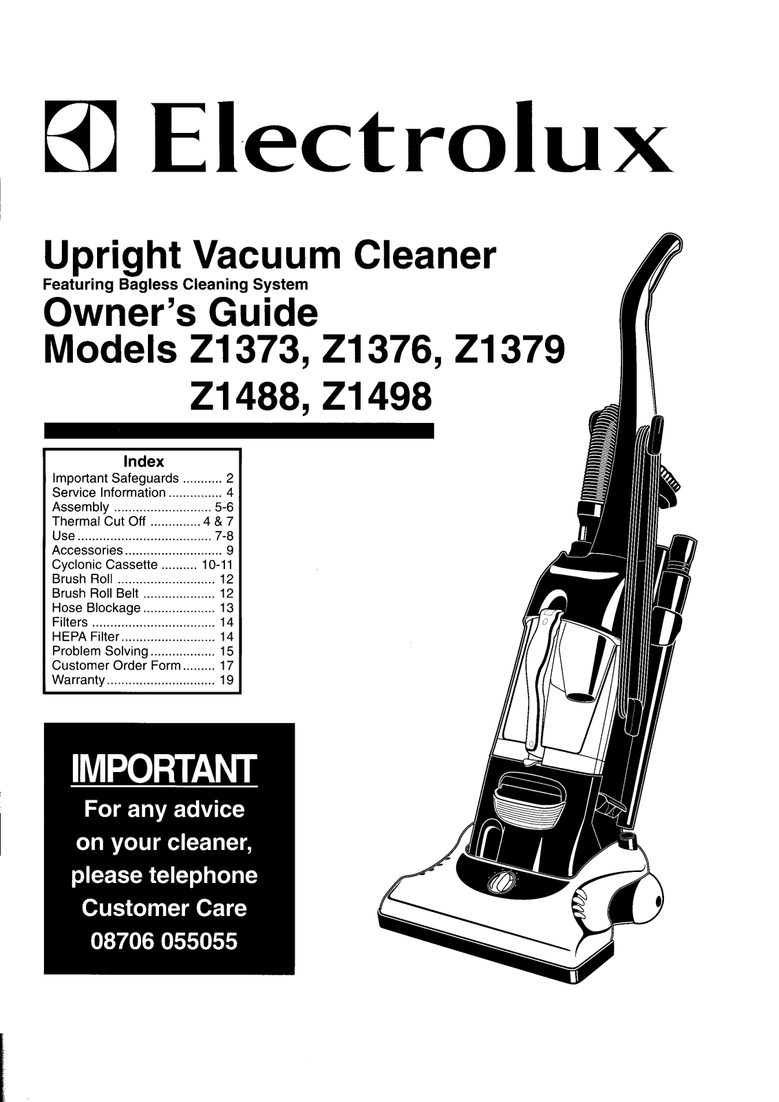 Zanussi Z1498, Z1379, Z1373 User Manual