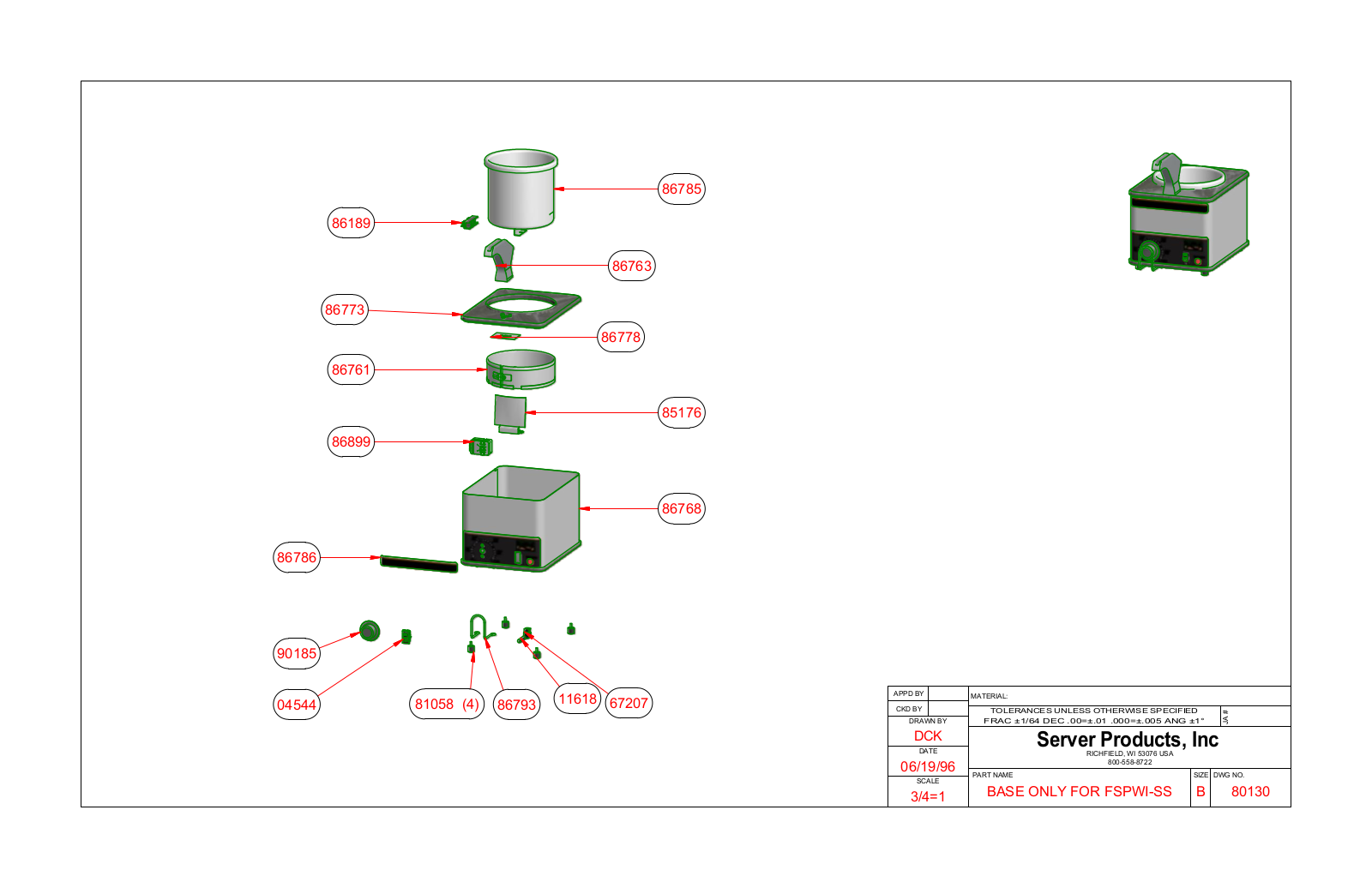 Server Products HSSWI-SS 86600 Parts List