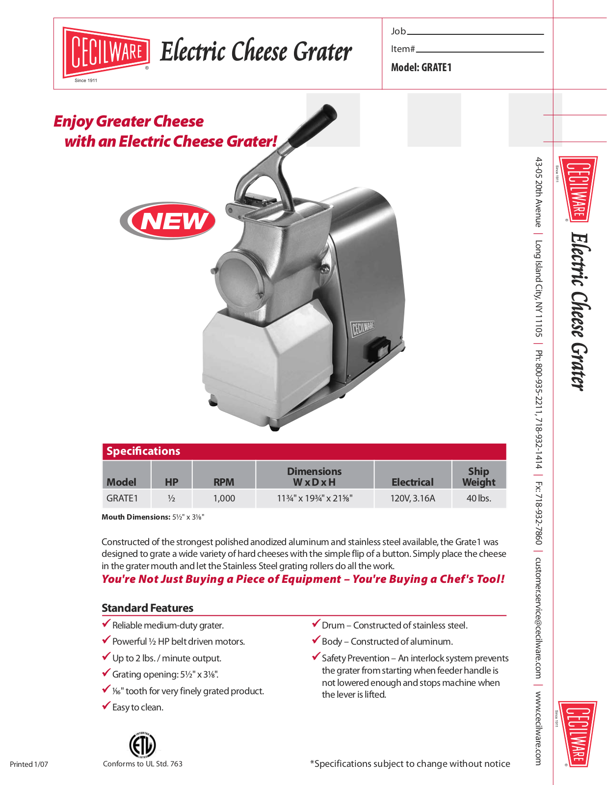 Cecilware GRATE1 User Manual