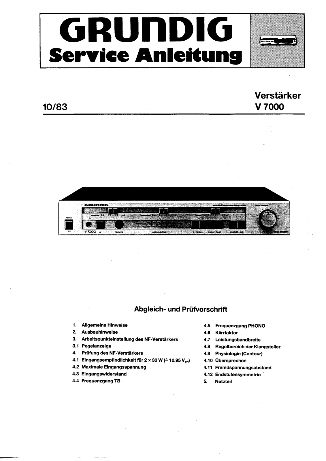 Grundig V-7000 Service manual