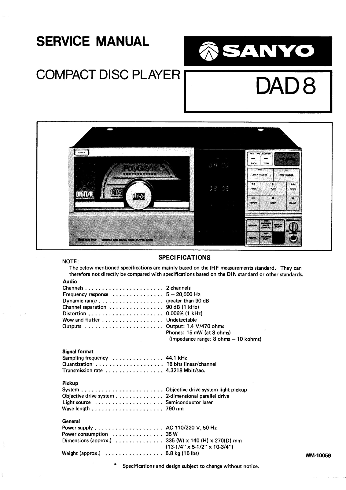 Sanyo DAD8 Schematic