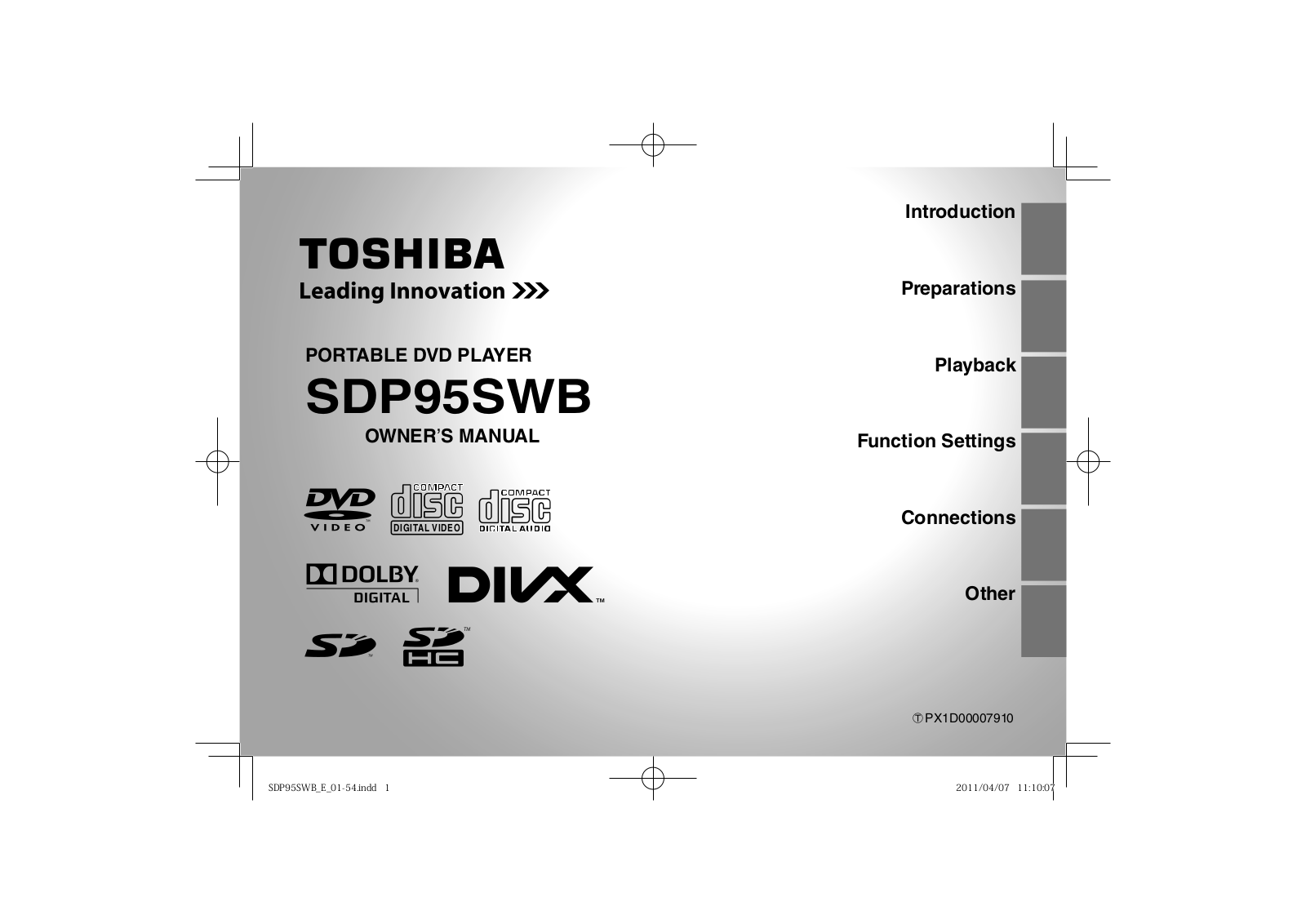 Toshiba SDP95SWB Owner Manual