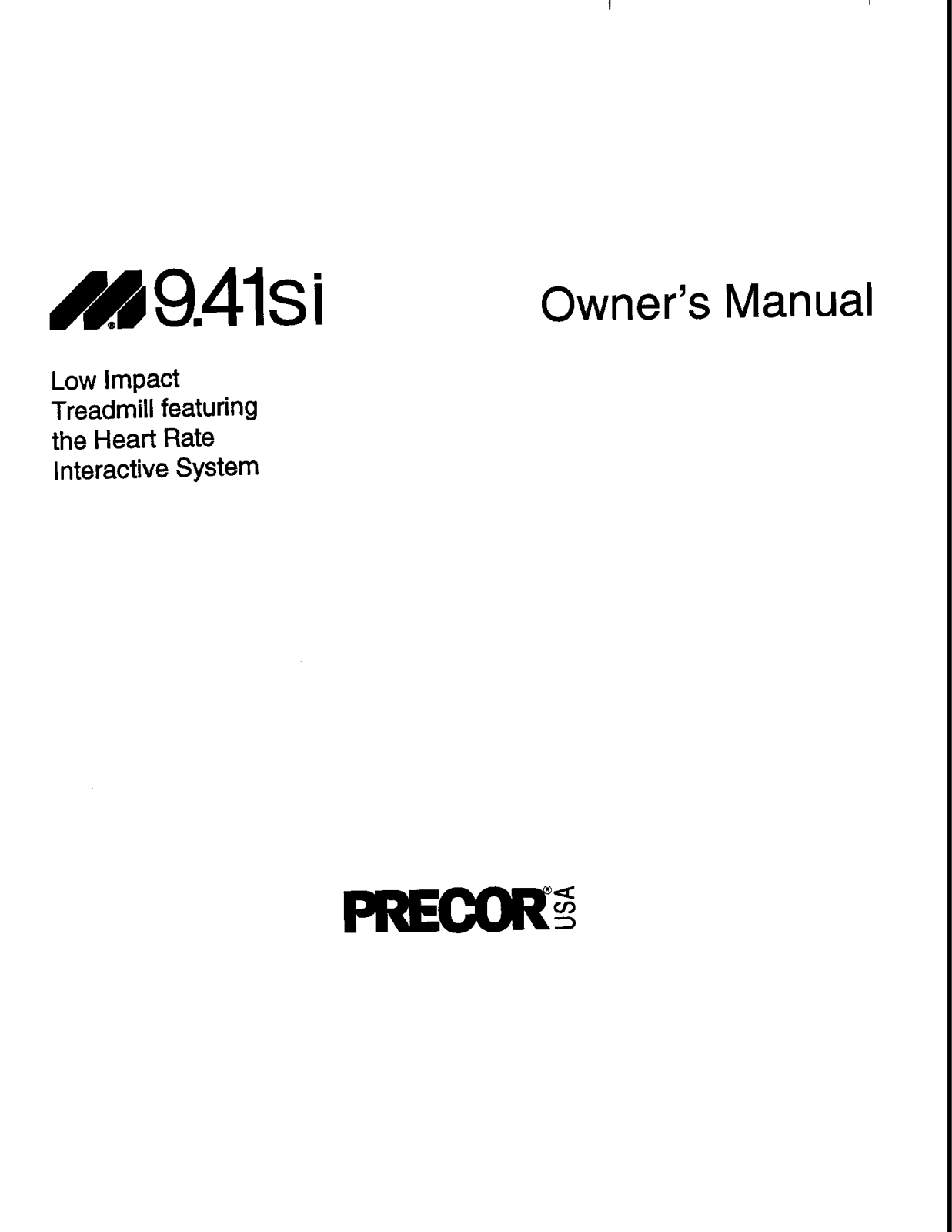 Precor 9.41si User Manual