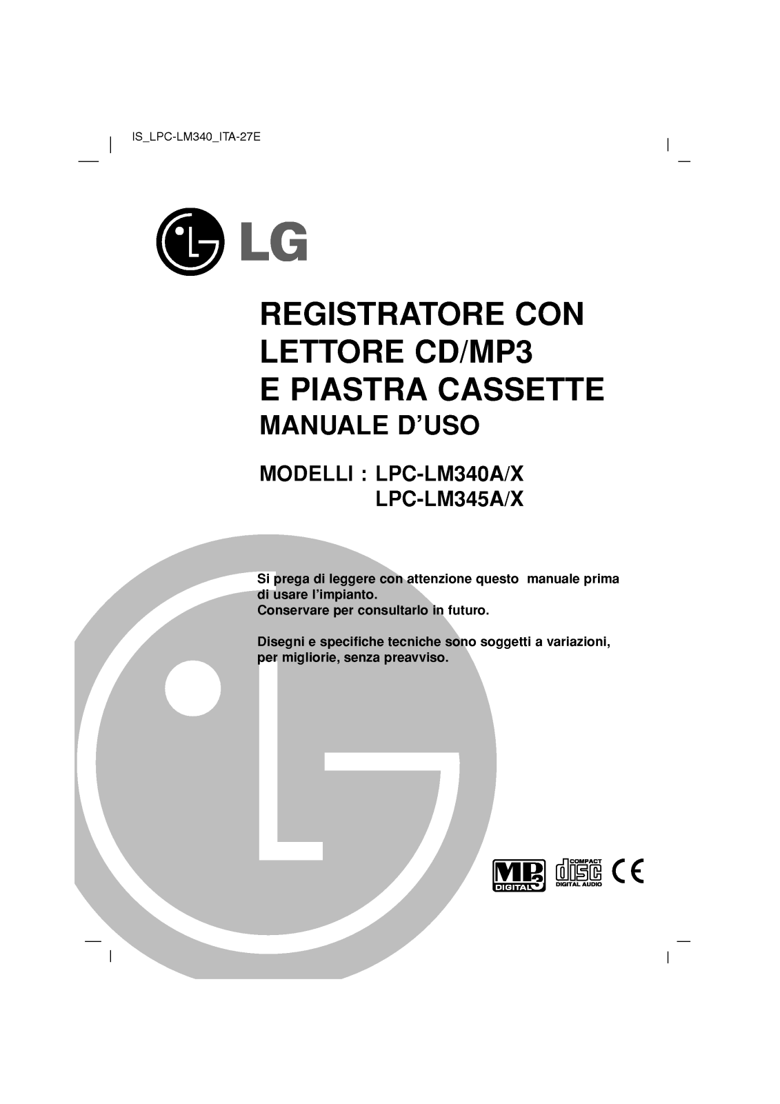 Lg LPC-LM340A, LPC-LM340X, LPC-LM345A, LPC-LM345X user Manual