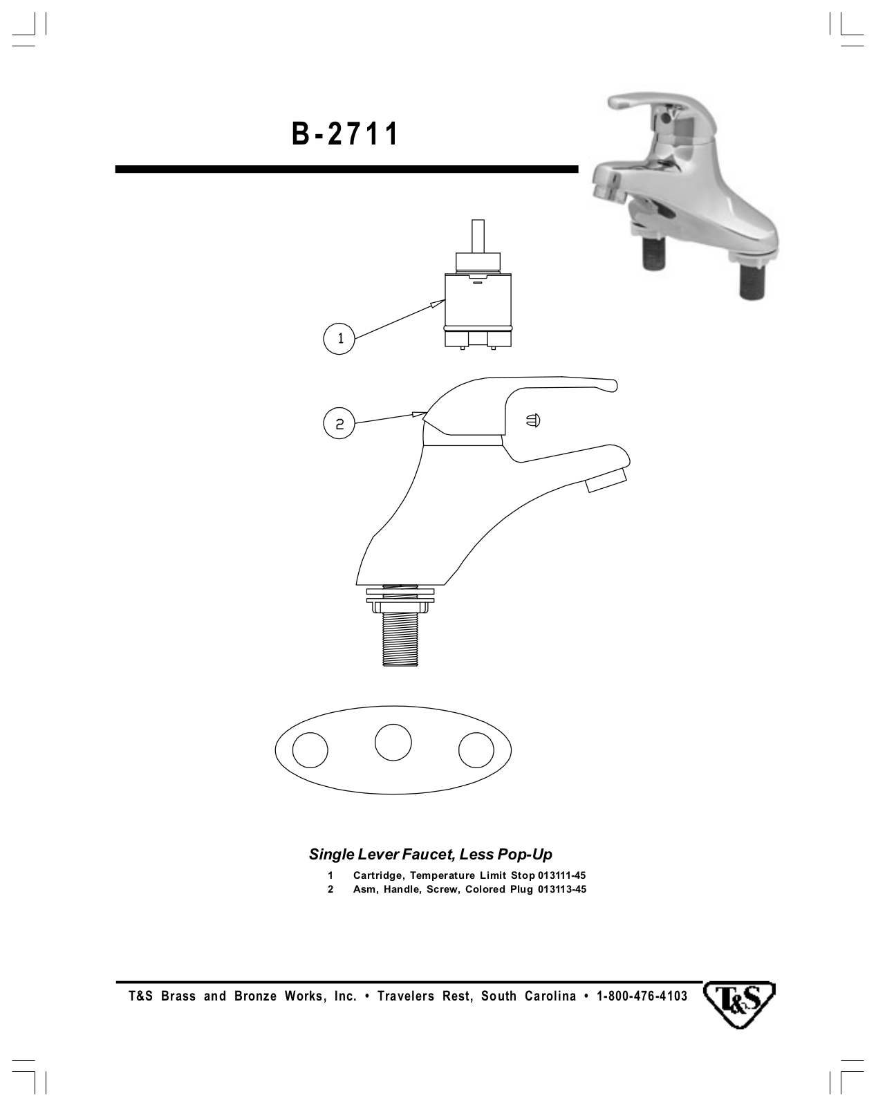 T & S Brass & Bronze Works B-2711 Part Manual