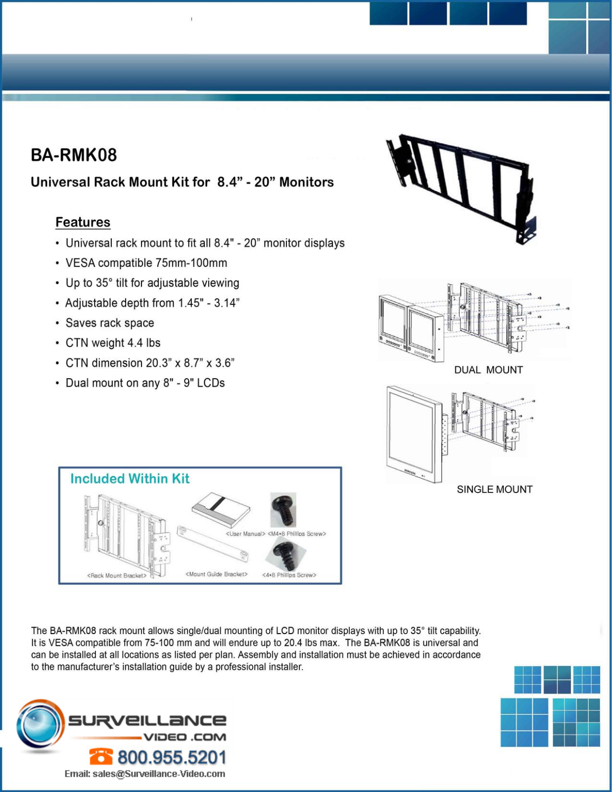 EverFocus BA-RMK08 Specsheet