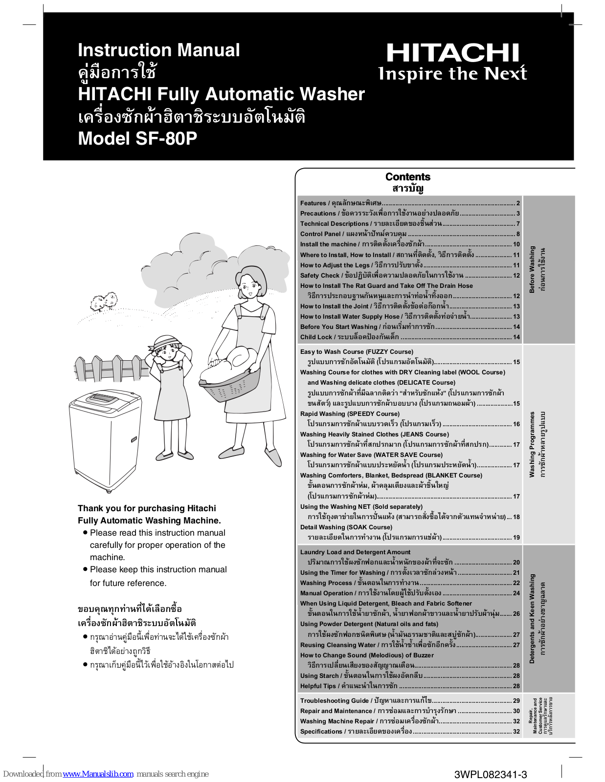 Hitachi SF-80P Instruction Manual