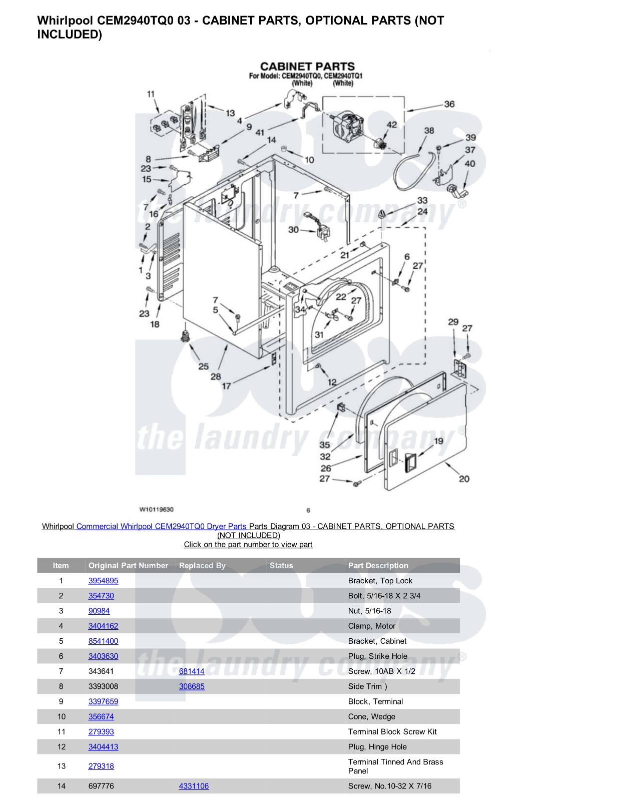 Whirlpool CEM2940TQ0 Parts Diagram