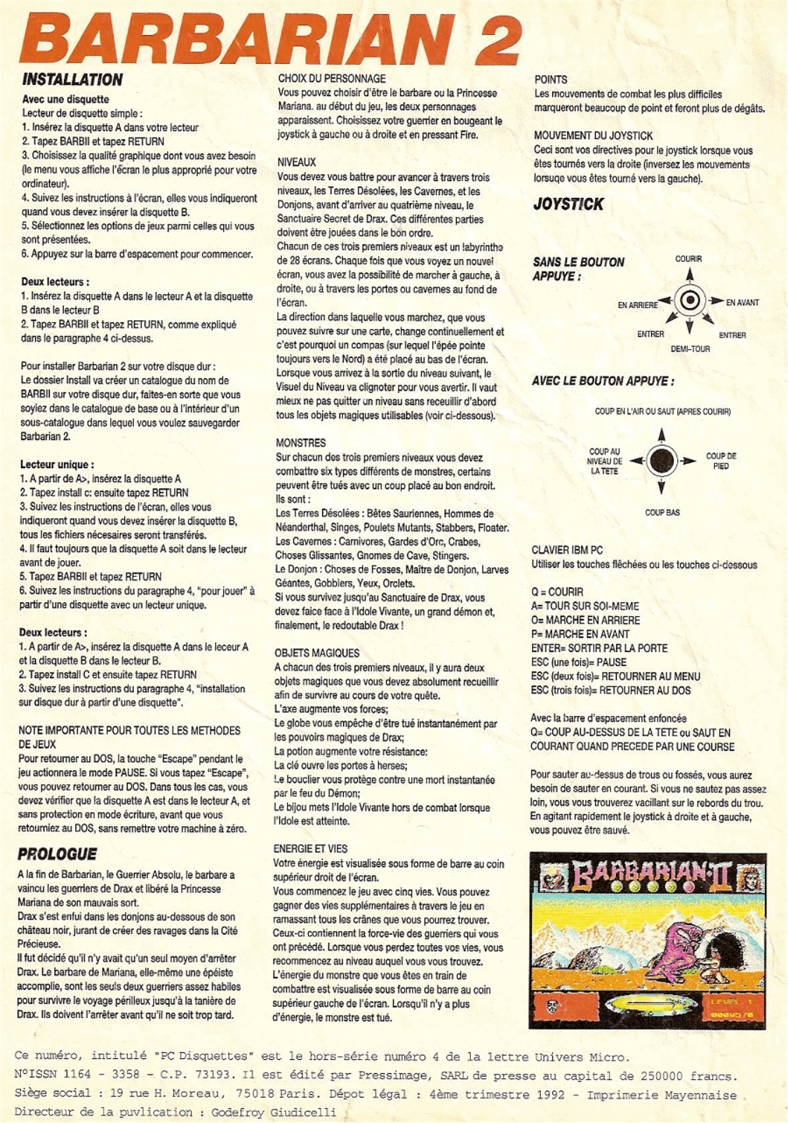 GAMES PC BARBARIAN 2 User Manual