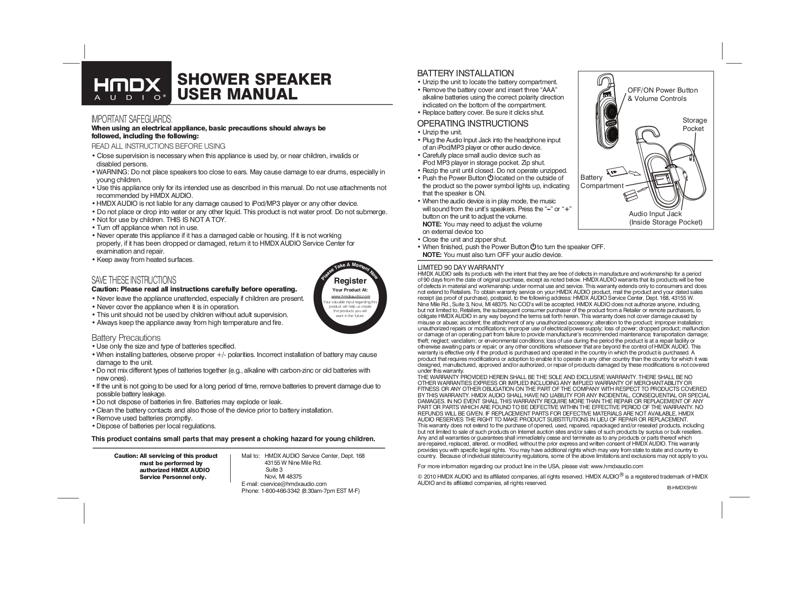 HMDX HMDX-SHW Instruction Manual