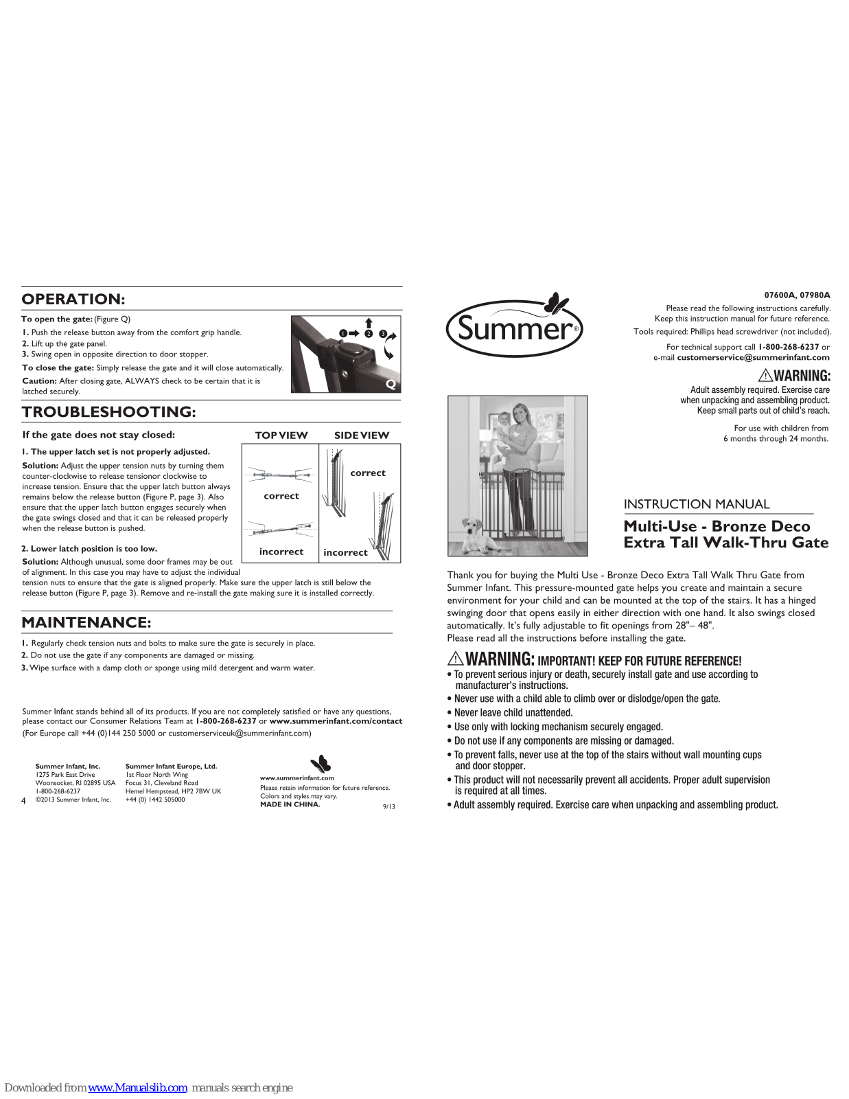Summer 07600A, 07980A Instruction Manual - ManualMachine.com