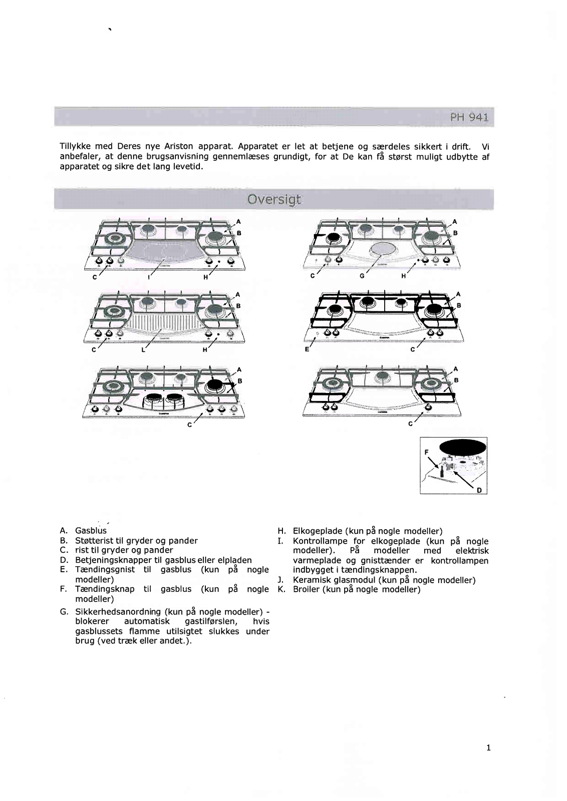 HOTPOINT/ARISTON PH 941MSTB GH/HA User Manual