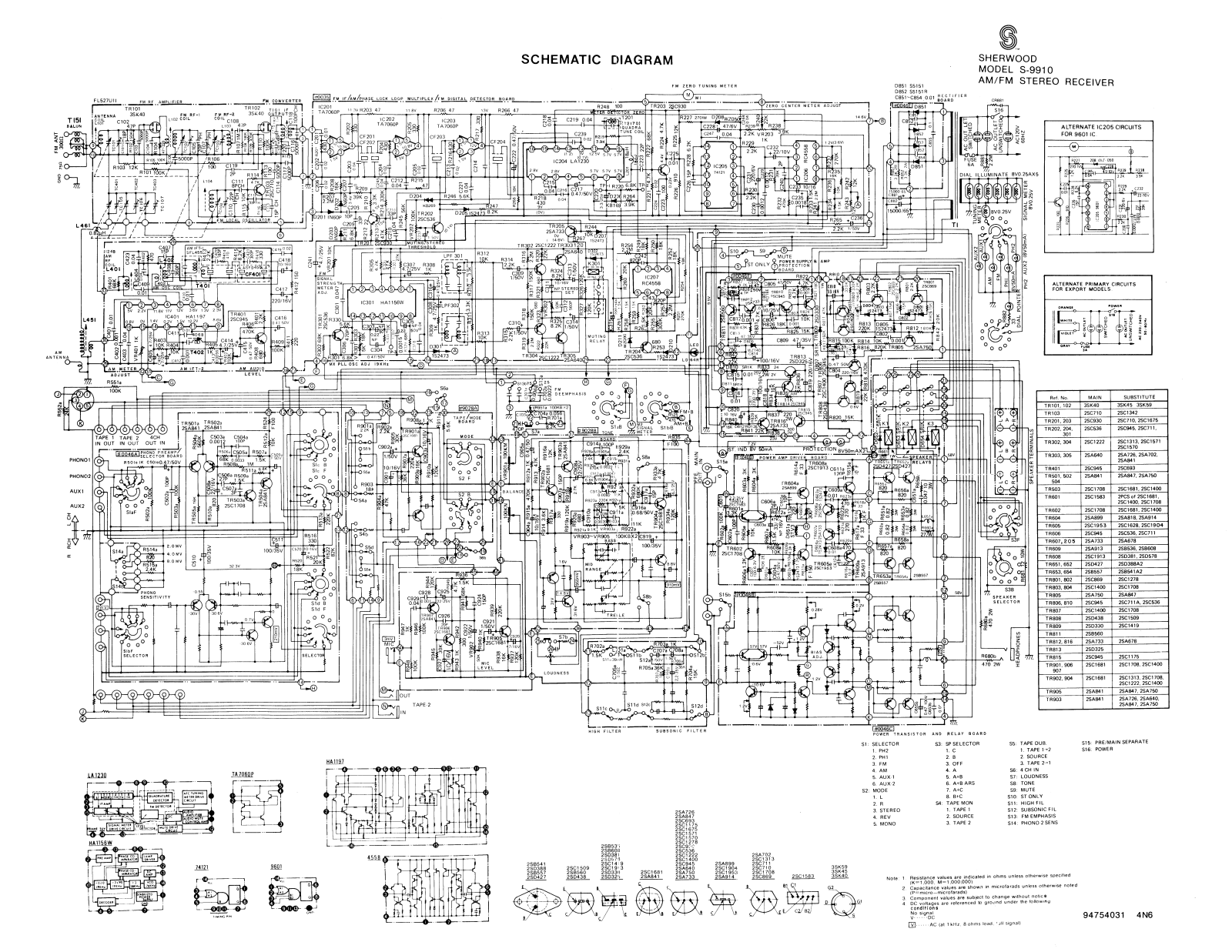 Sherwood S-9910 Schematic