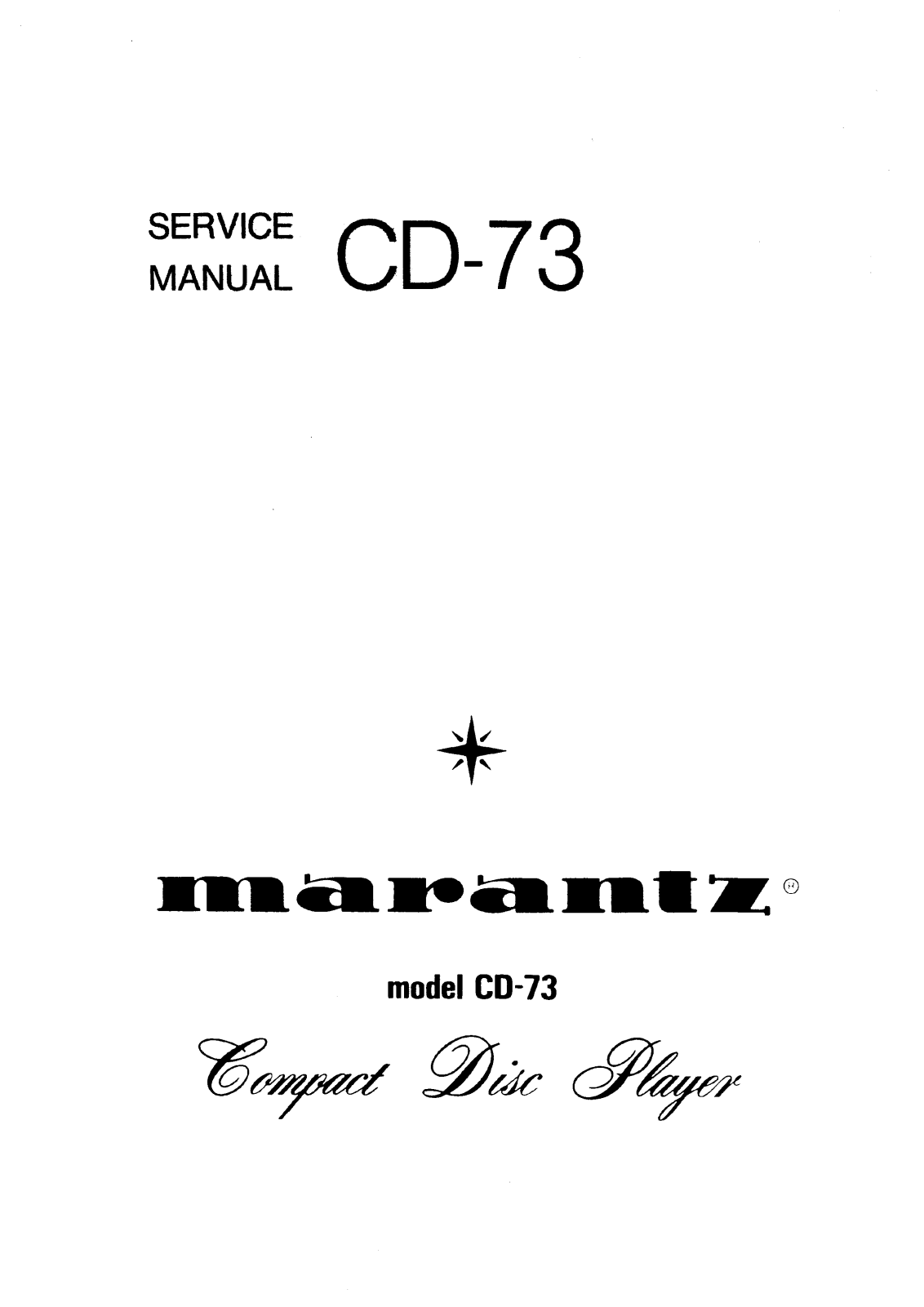 Marantz CD-73 Service Manual
