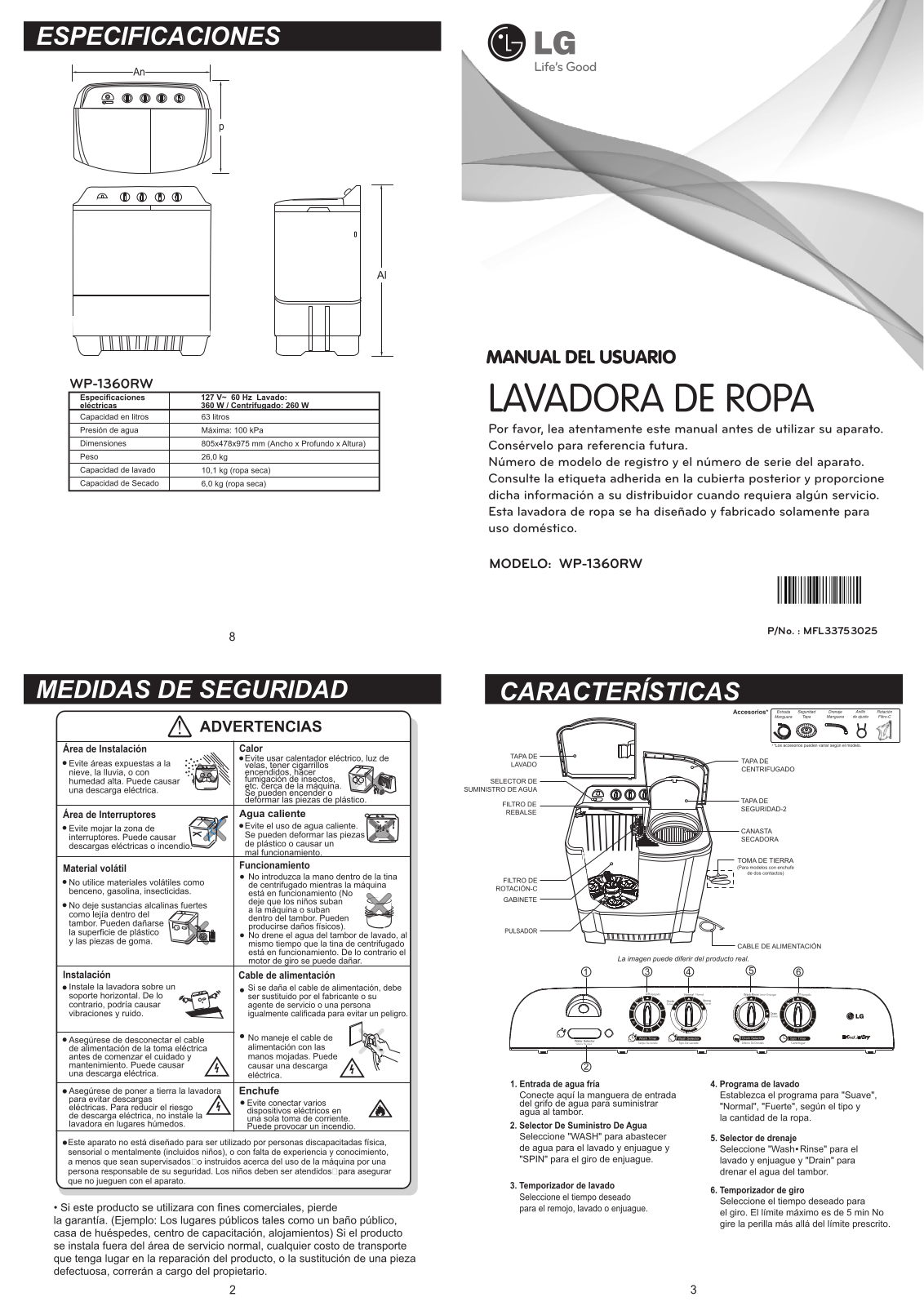 LG WP-1360RW Owner's Manual