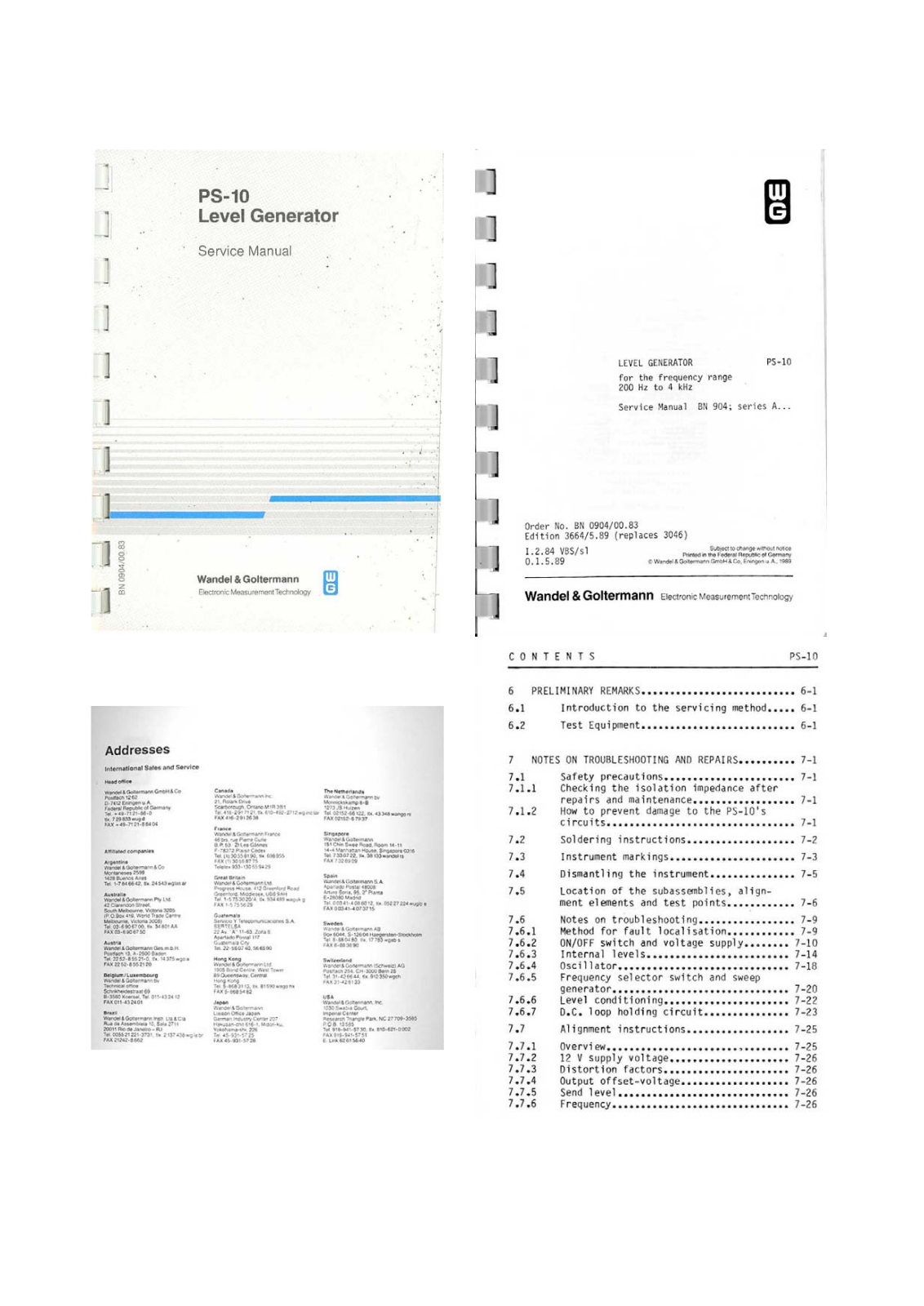 Wandel & Goltermann PS-10 Service Manual