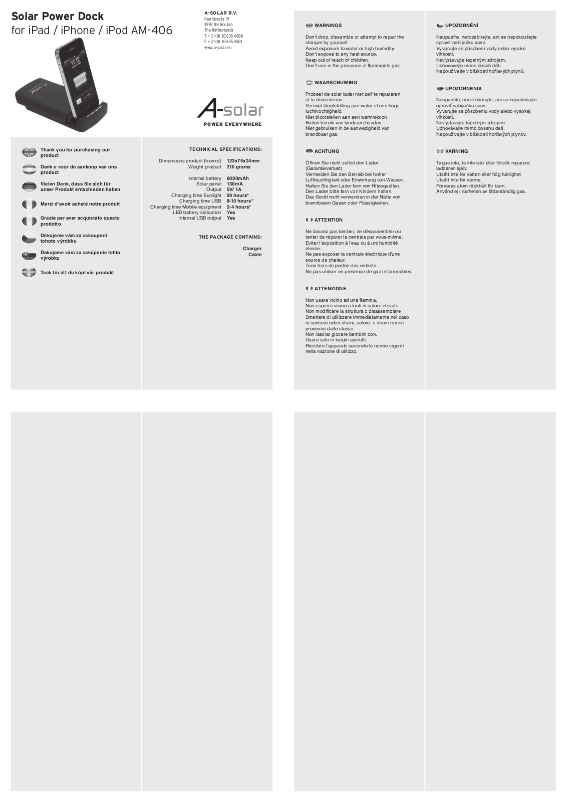 Xtorm by A-Solar AM-406 Data Sheet