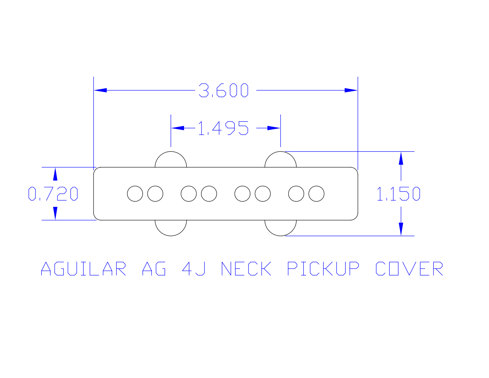 Aguilar AG 4J Neck Pickup Cover Dimensions