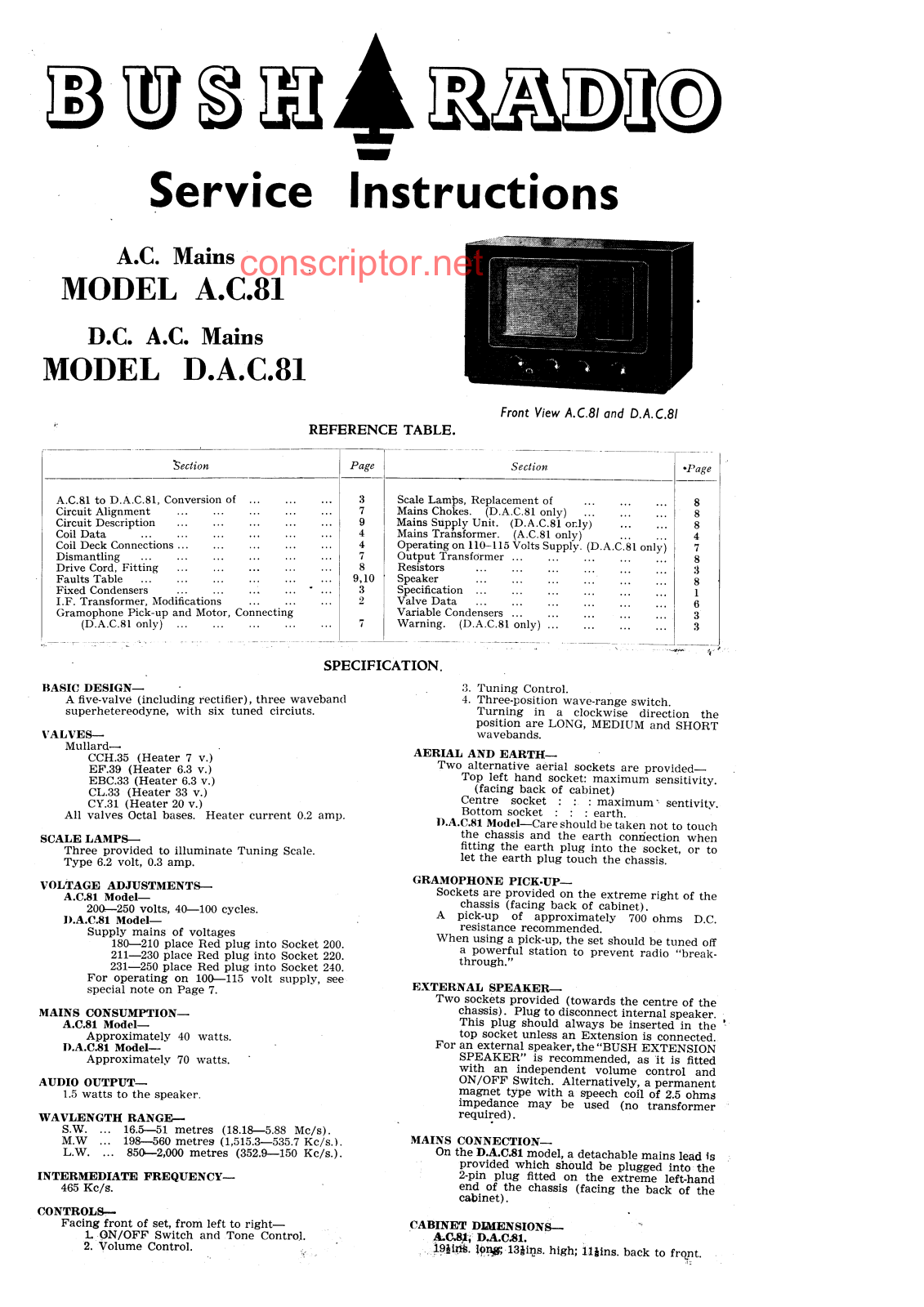 Buch D.A.C.81, A.C.81 Service manual