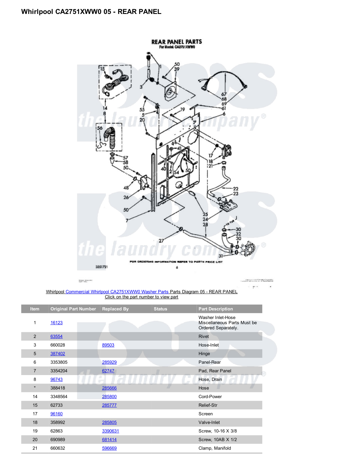 Whirlpool CA2751XWW0 Parts Diagram