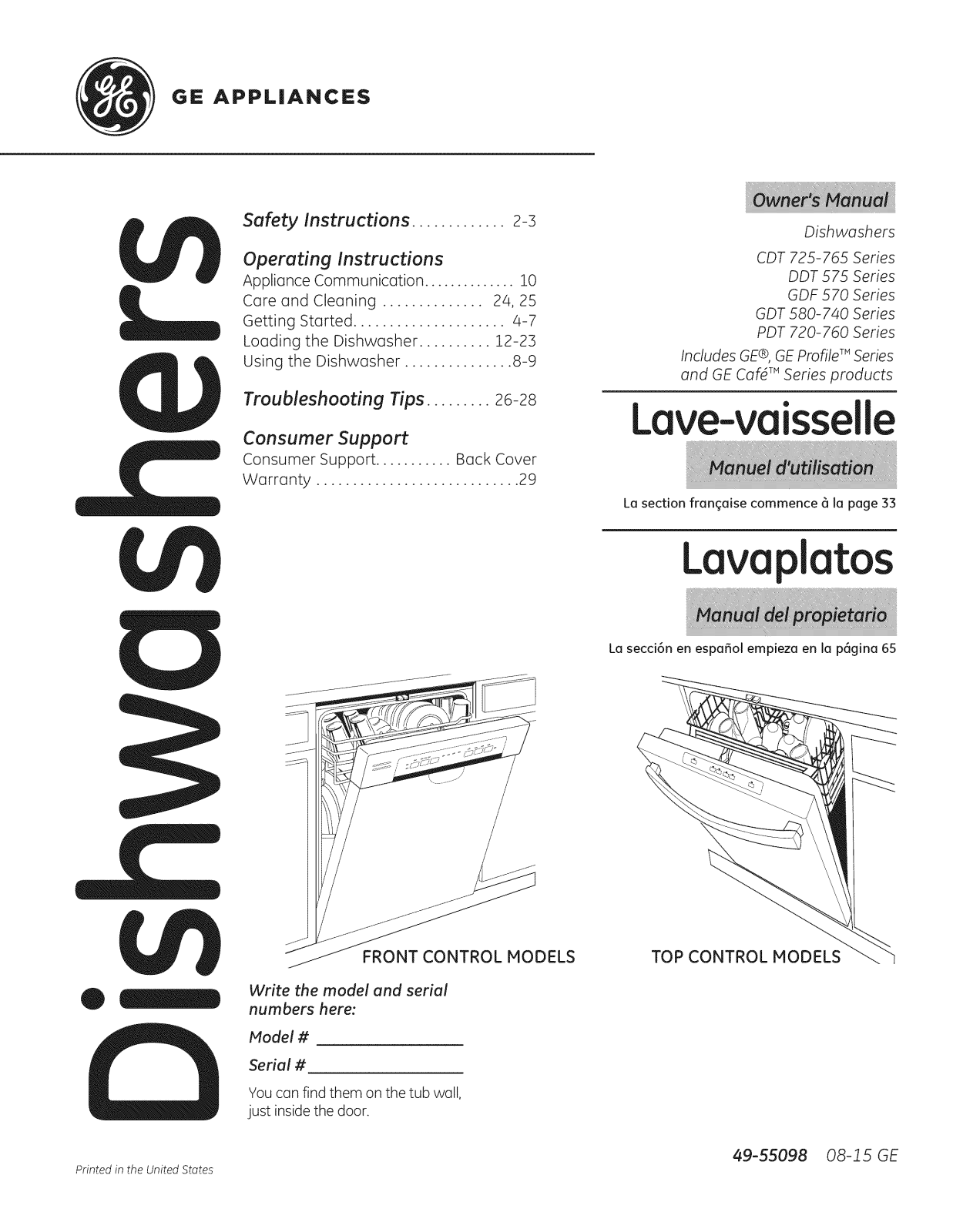 GE PDT760SSJ7SS, PDT760SSF7SS, PDT760SSF5SS, PDT760SIJ7II, PDT760SIF7II Owner’s Manual