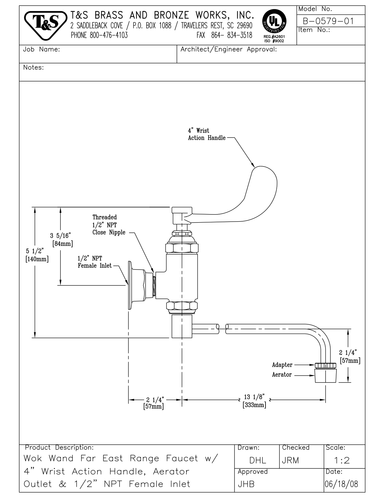 T&S Brass B-0579-01 User Manual