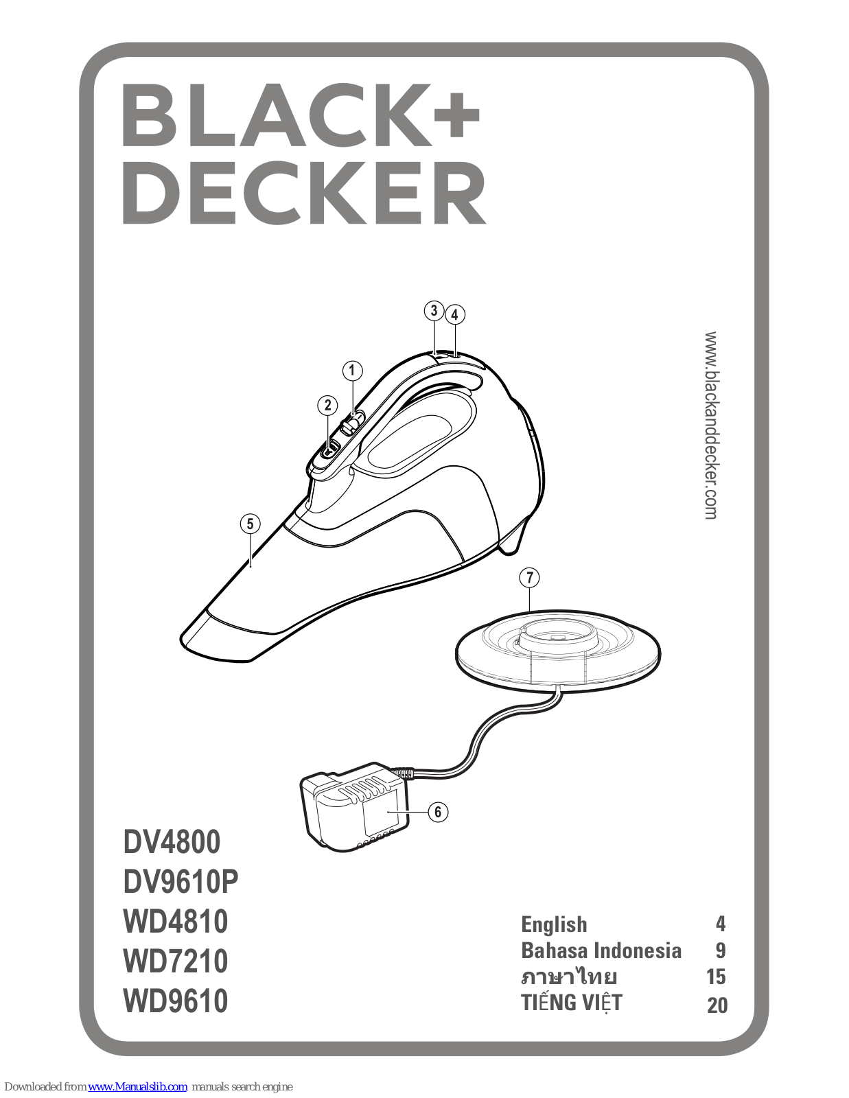 Black & Decker DV4800, DV9610P, WD7210, WD9610, WD4810 Original Instructions Manual