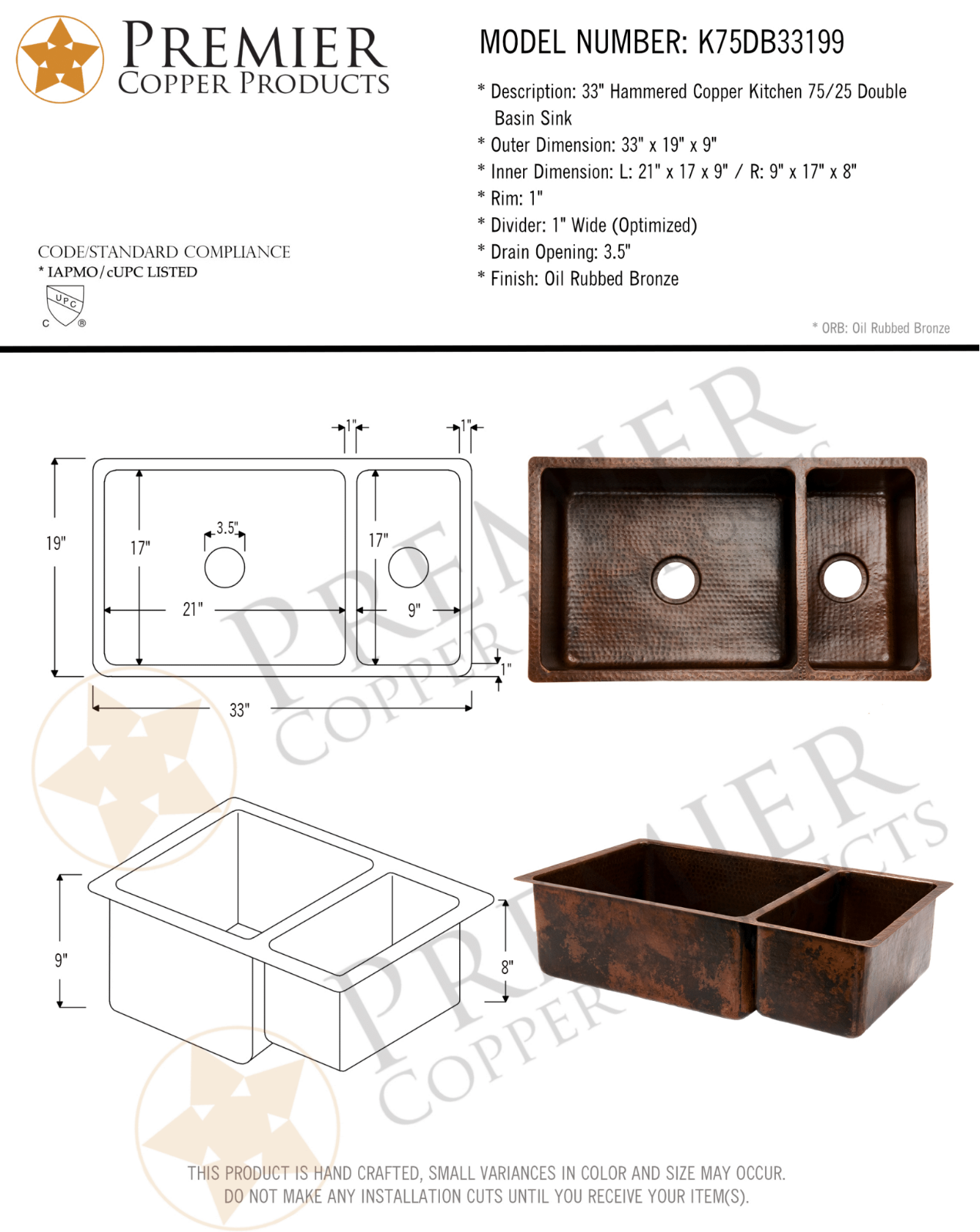 Premier Copper Products IER1064 Specifications - ManualMachine.com