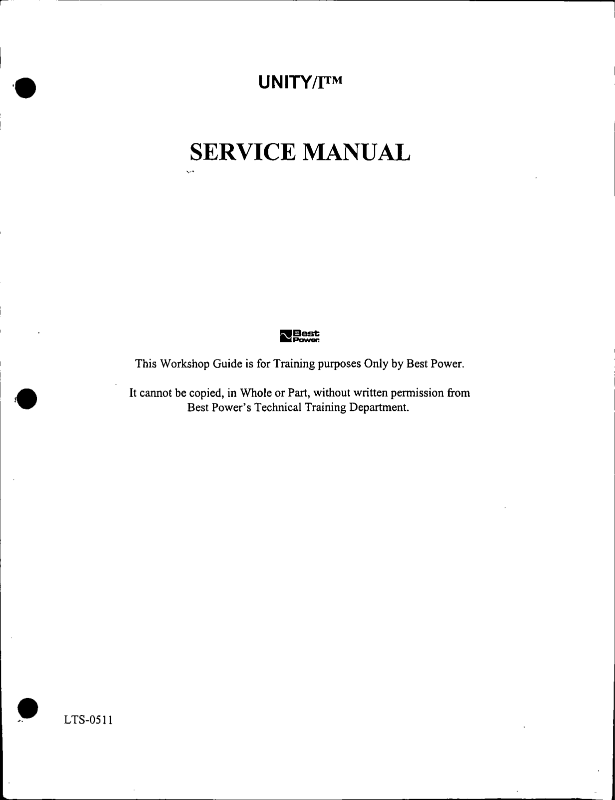 Best Power UNITY/I UT310, UNITY/I UT320, UNITY/I UT315, UNITY/I UT330 Service Manual - ManualMachine.com