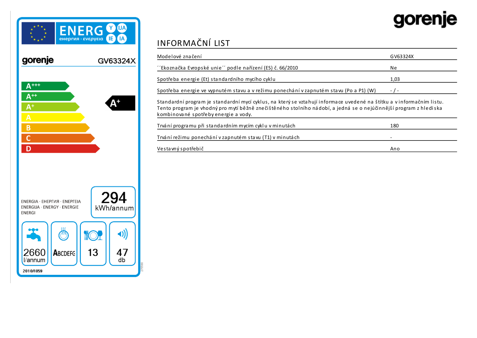 Gorenje GV 63325 XV, GV 63324 User Manual