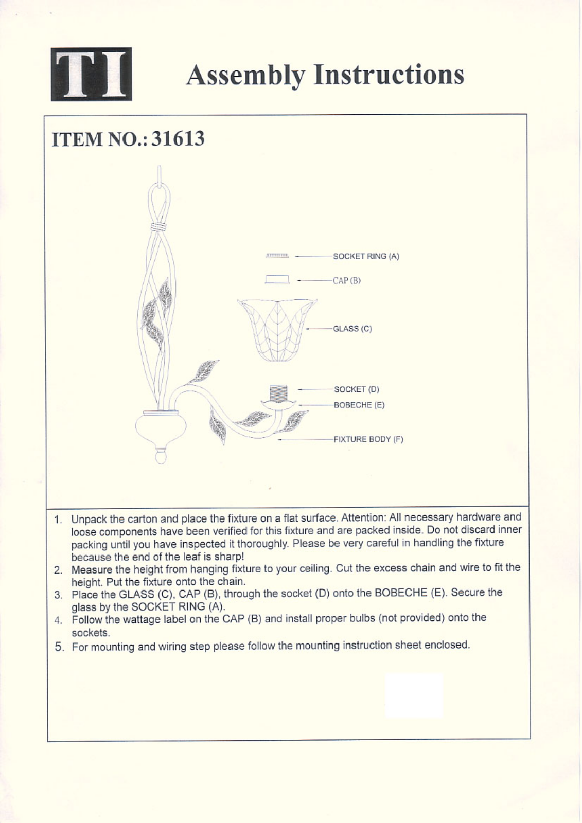 Triarch 31613 User Manual