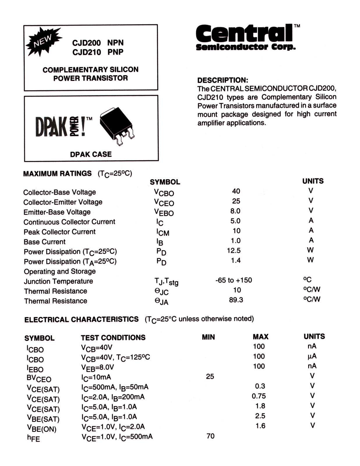 CENTR CJD210, CJD200 Datasheet