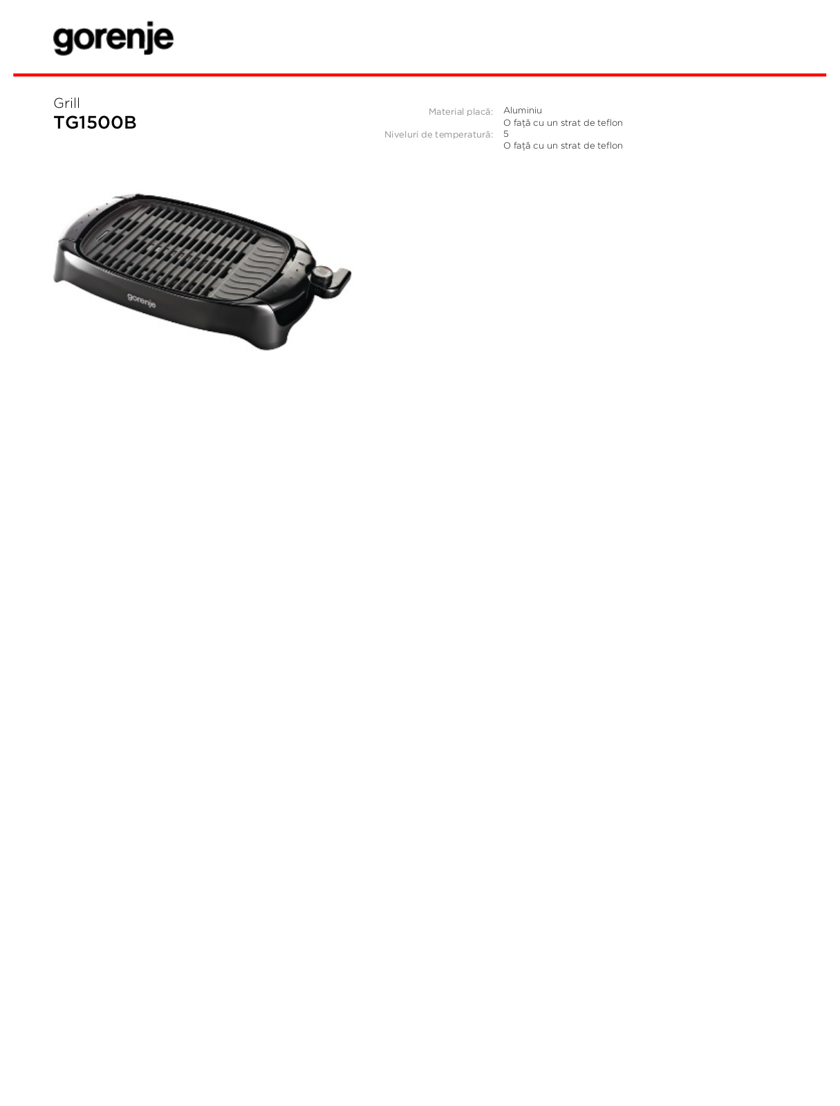 Gorenje TG1500B DATASHEET