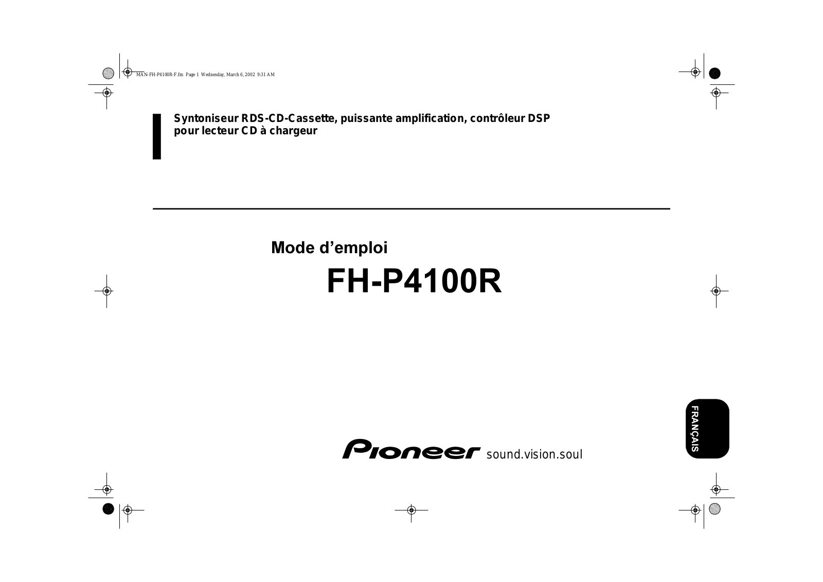 Pioneer FH-P4100R User manual