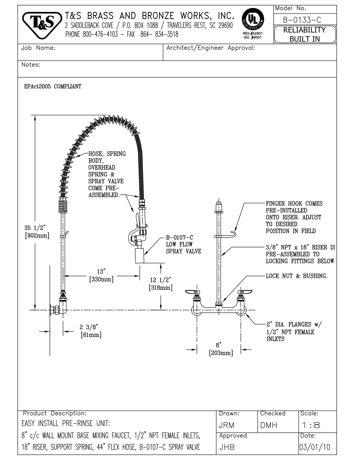 T & S Brass & Bronze Works B-0133-C General Manual