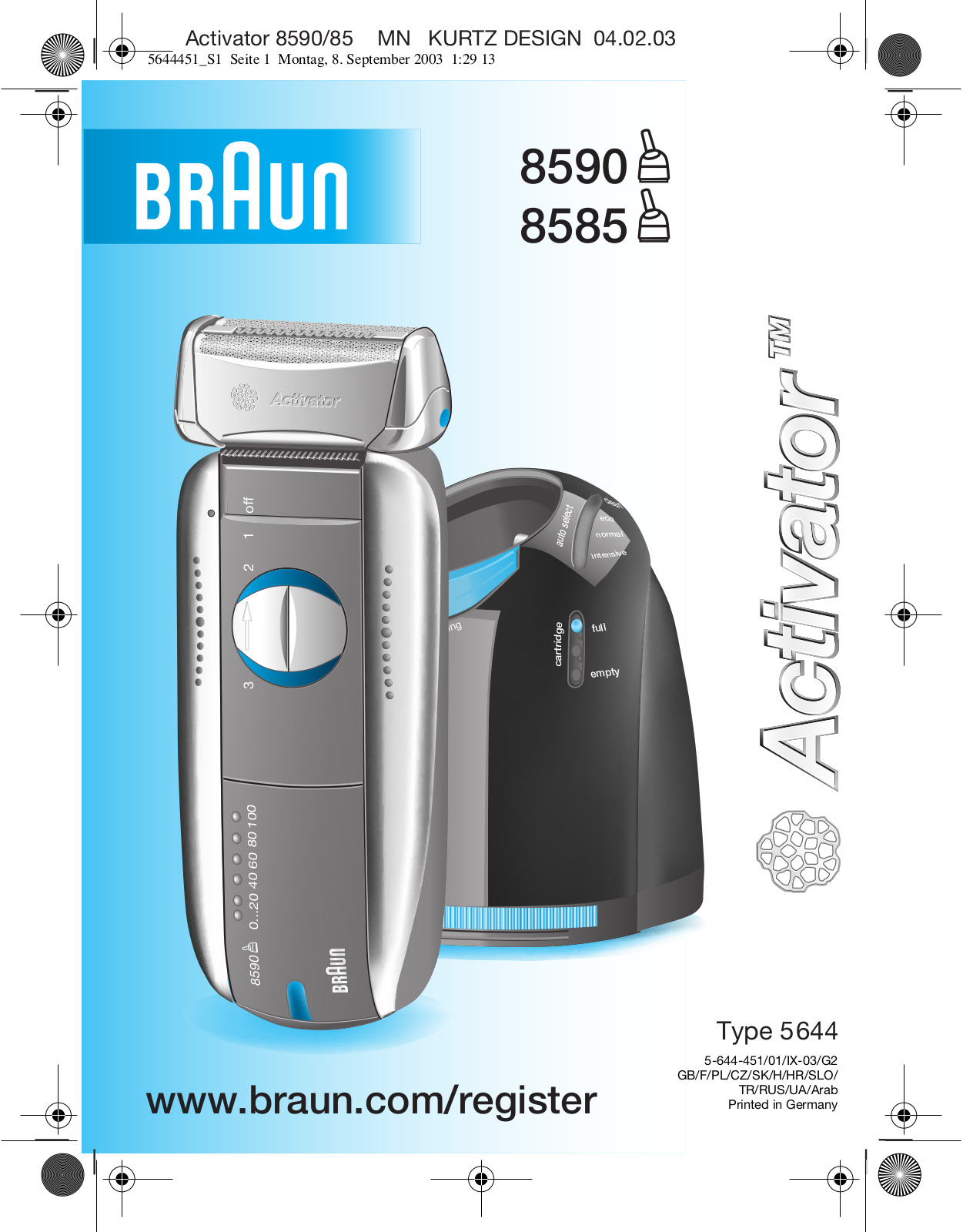 Braun 8585 Activator User Manual