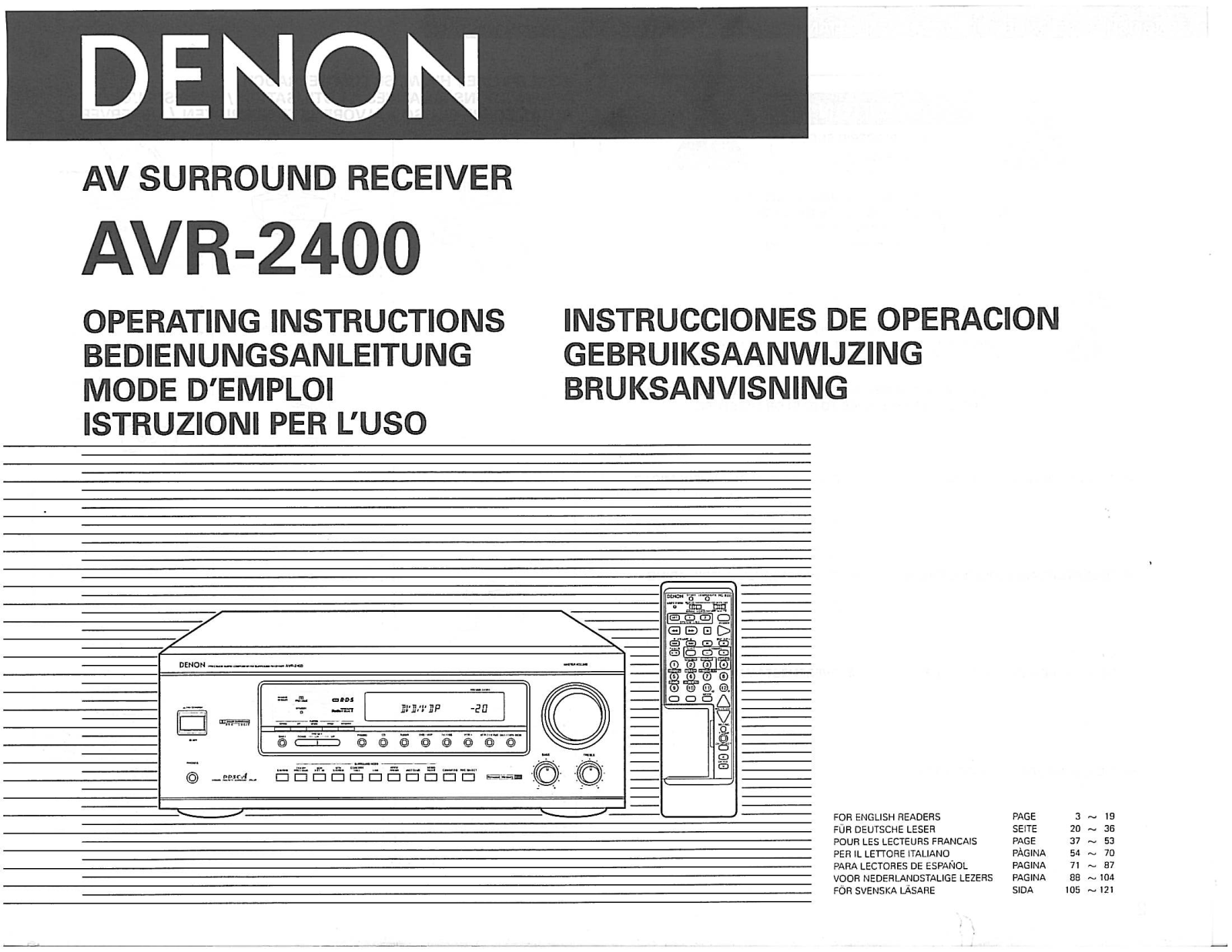 Denon AVR-2400 Owner's Manual